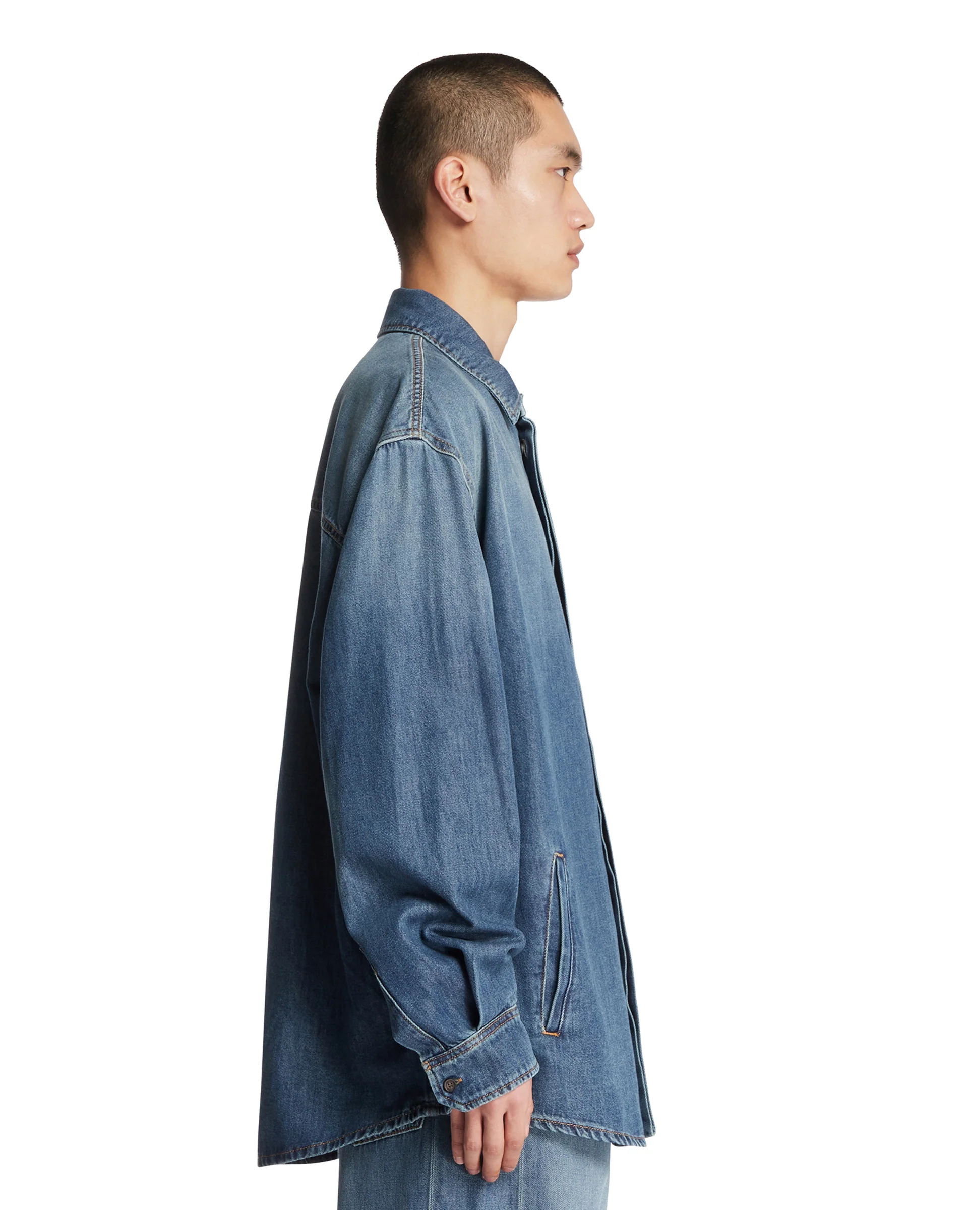 Camicia In Denim Con Tasche Blu - Image 4