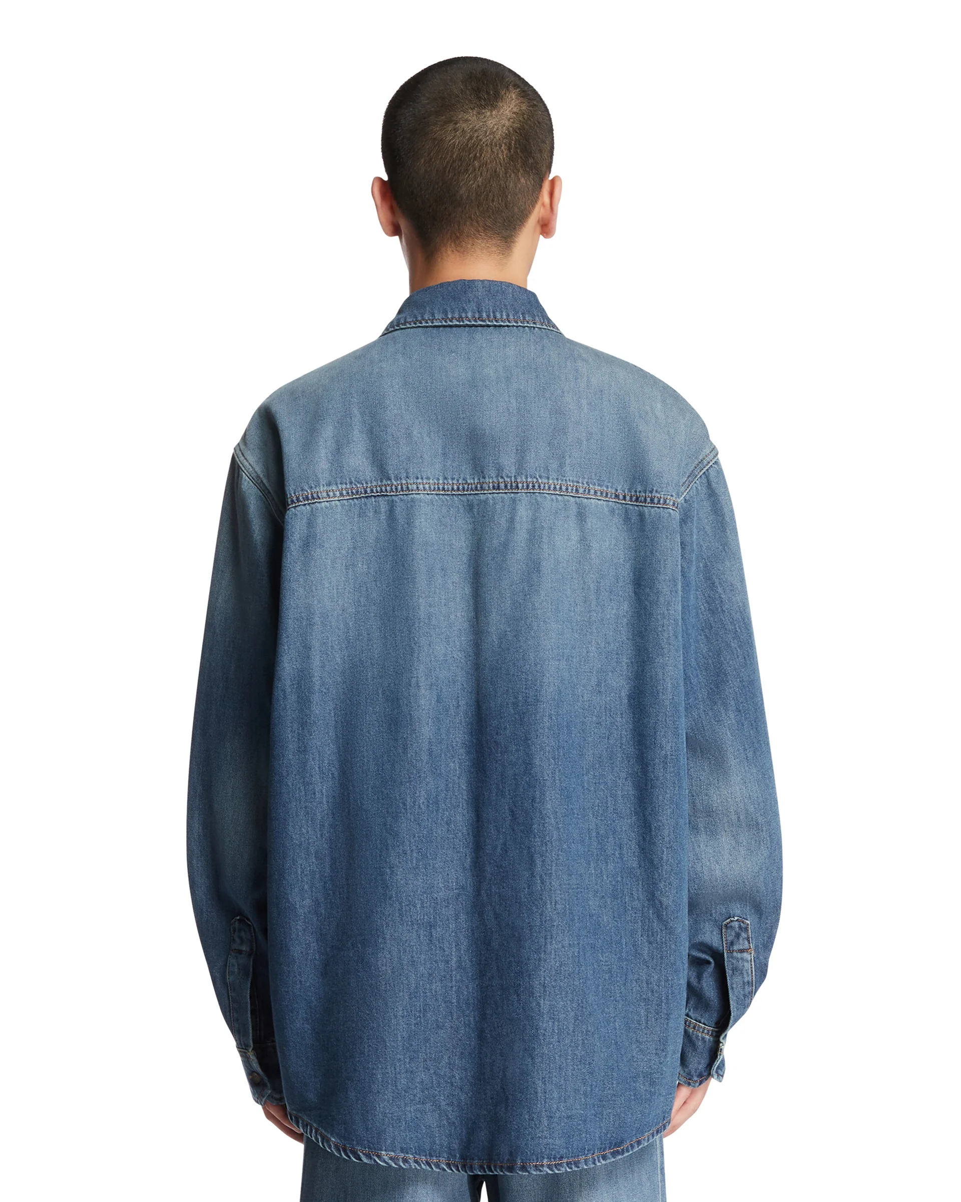 Camicia In Denim Con Tasche Blu - Image 5