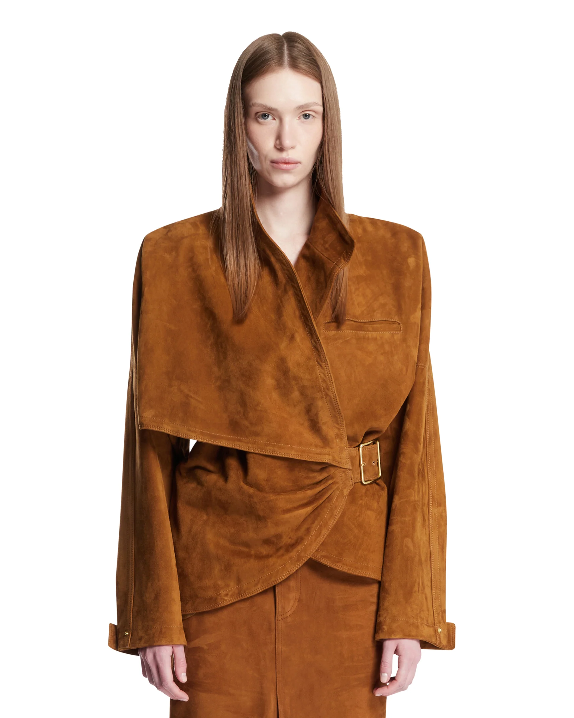 Giacca In Suede Cindy Marrone