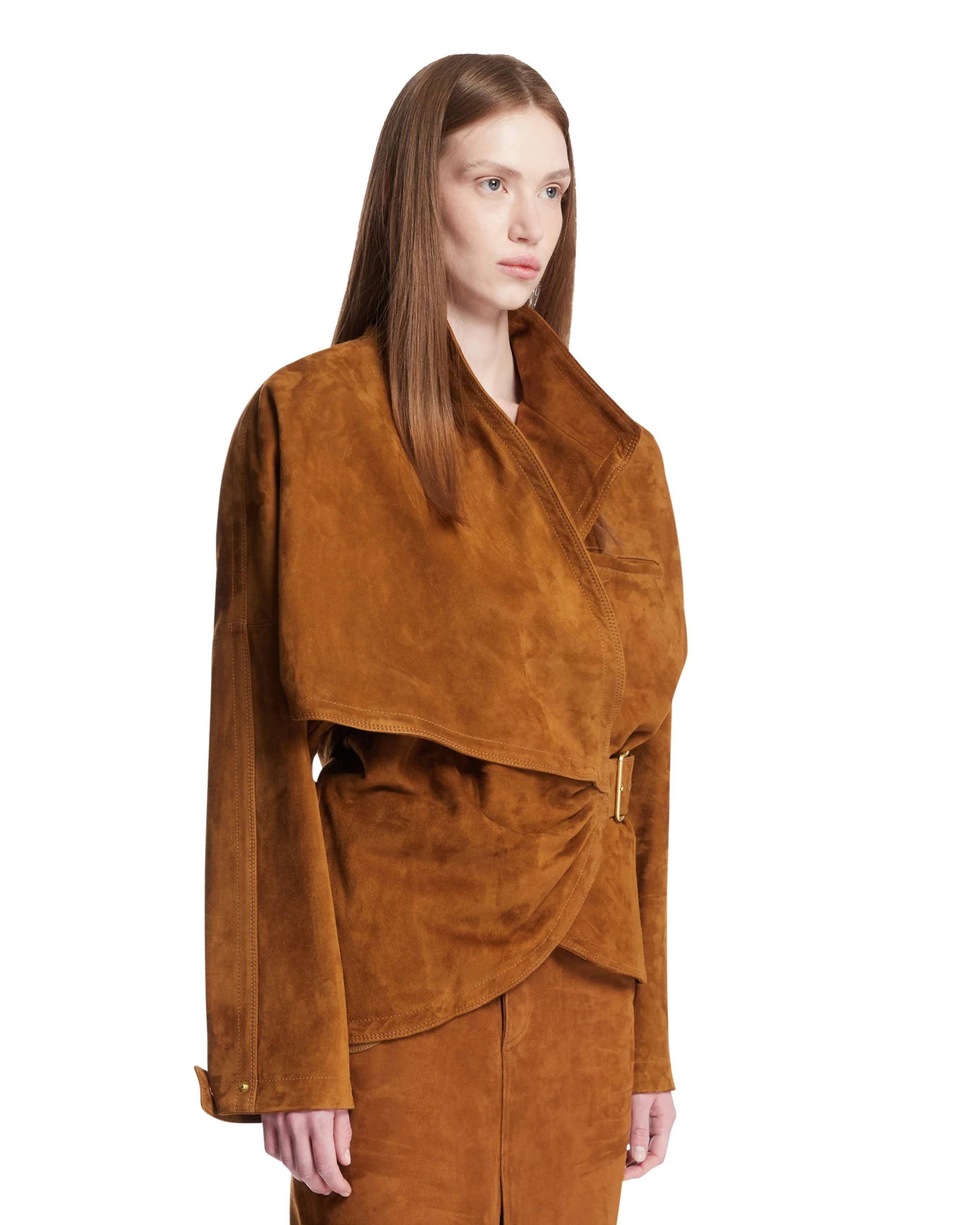 Giacca In Suede Cindy Marrone - Image 2