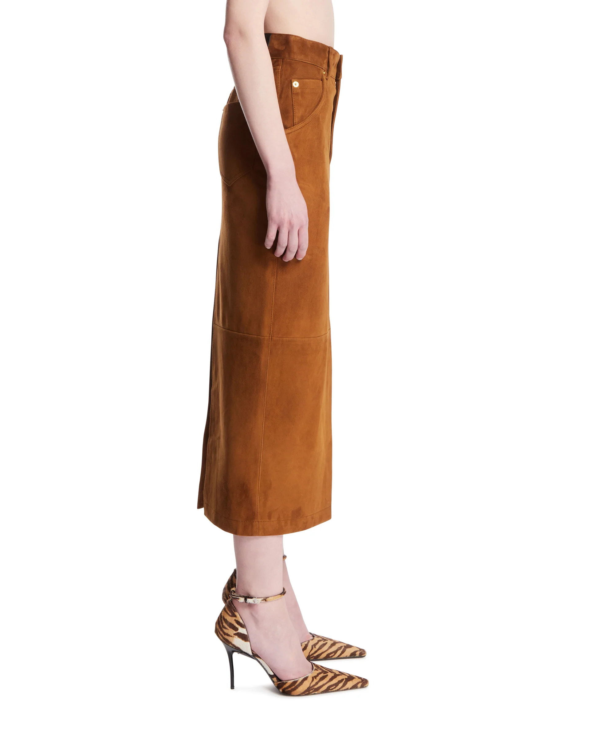 Gonna Erika In Suede Marrone - Image 4