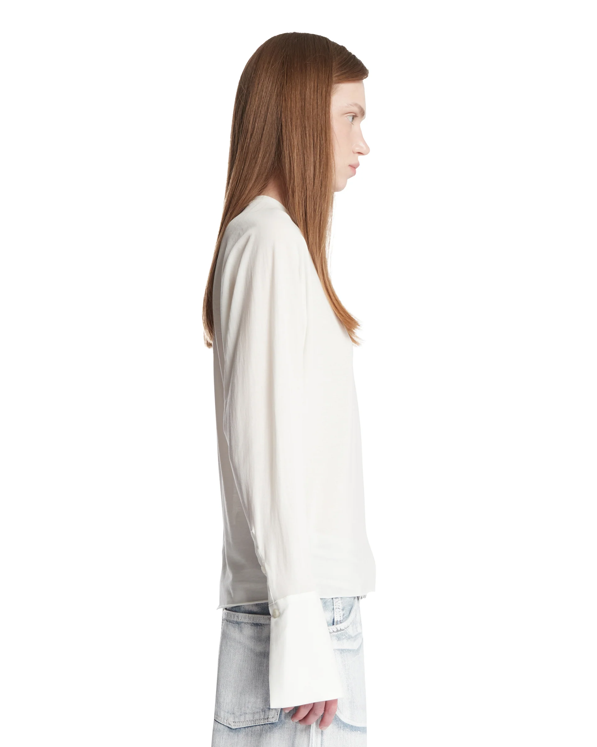 T-Shirt Con Maxi Polsini Bianca - Image 4