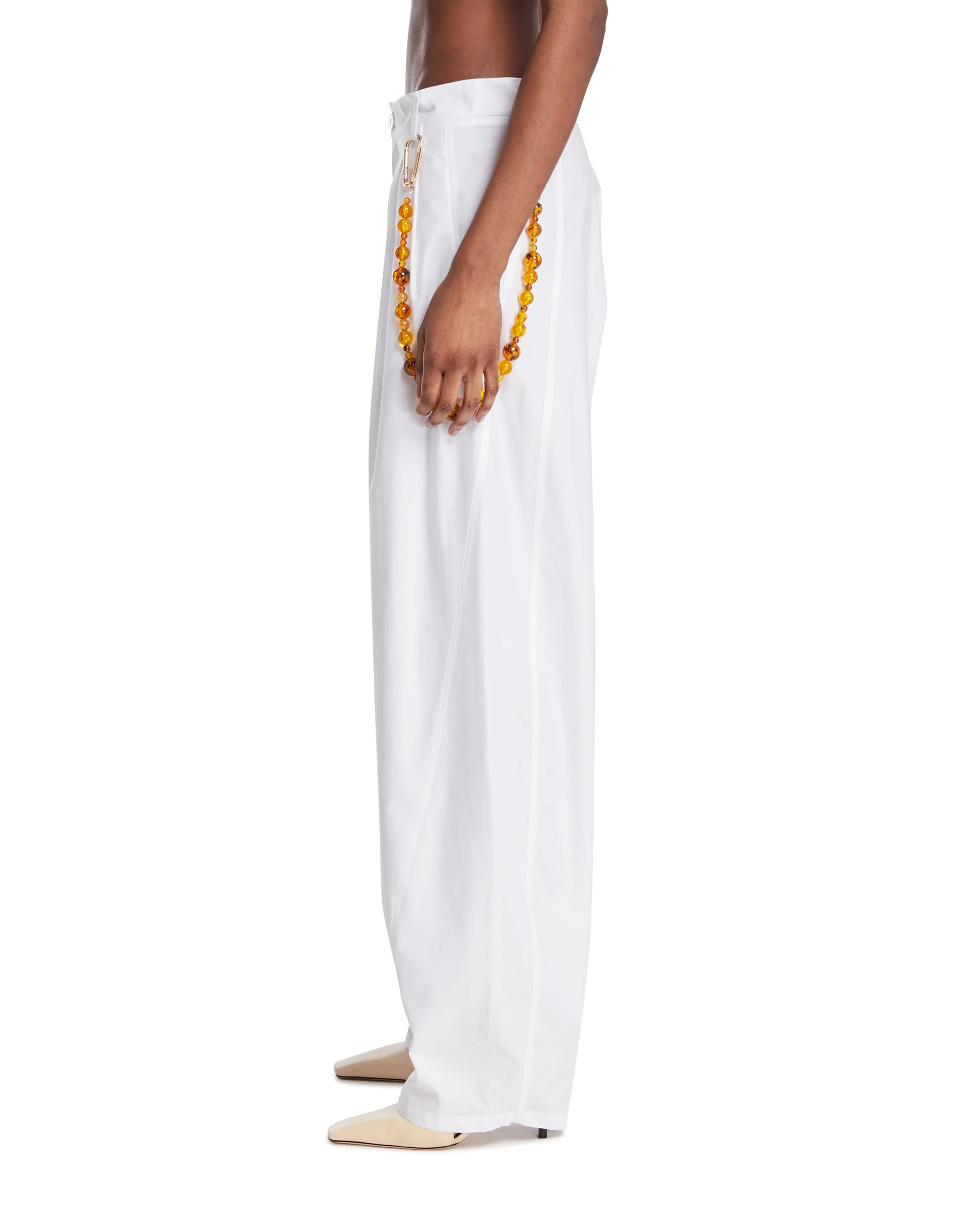 Pantaloni Ampi In Cotone Bianchi - Image 4