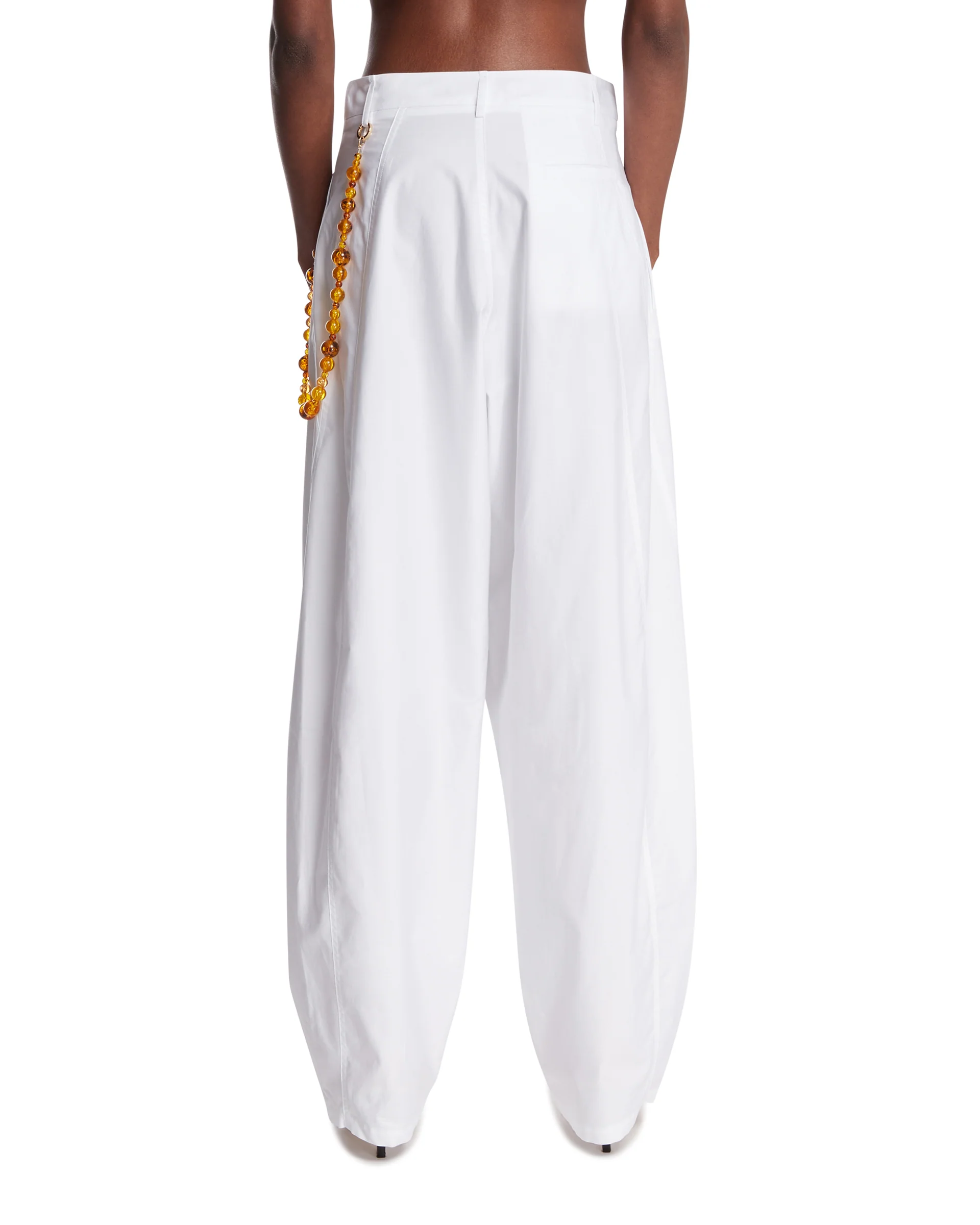 Pantaloni Ampi In Cotone Bianchi - Image 5