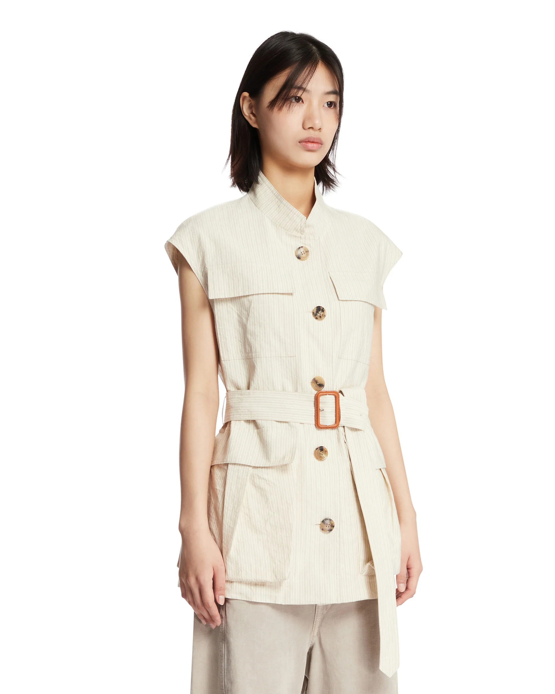 Gilet Con Cintura Beige - Image 2