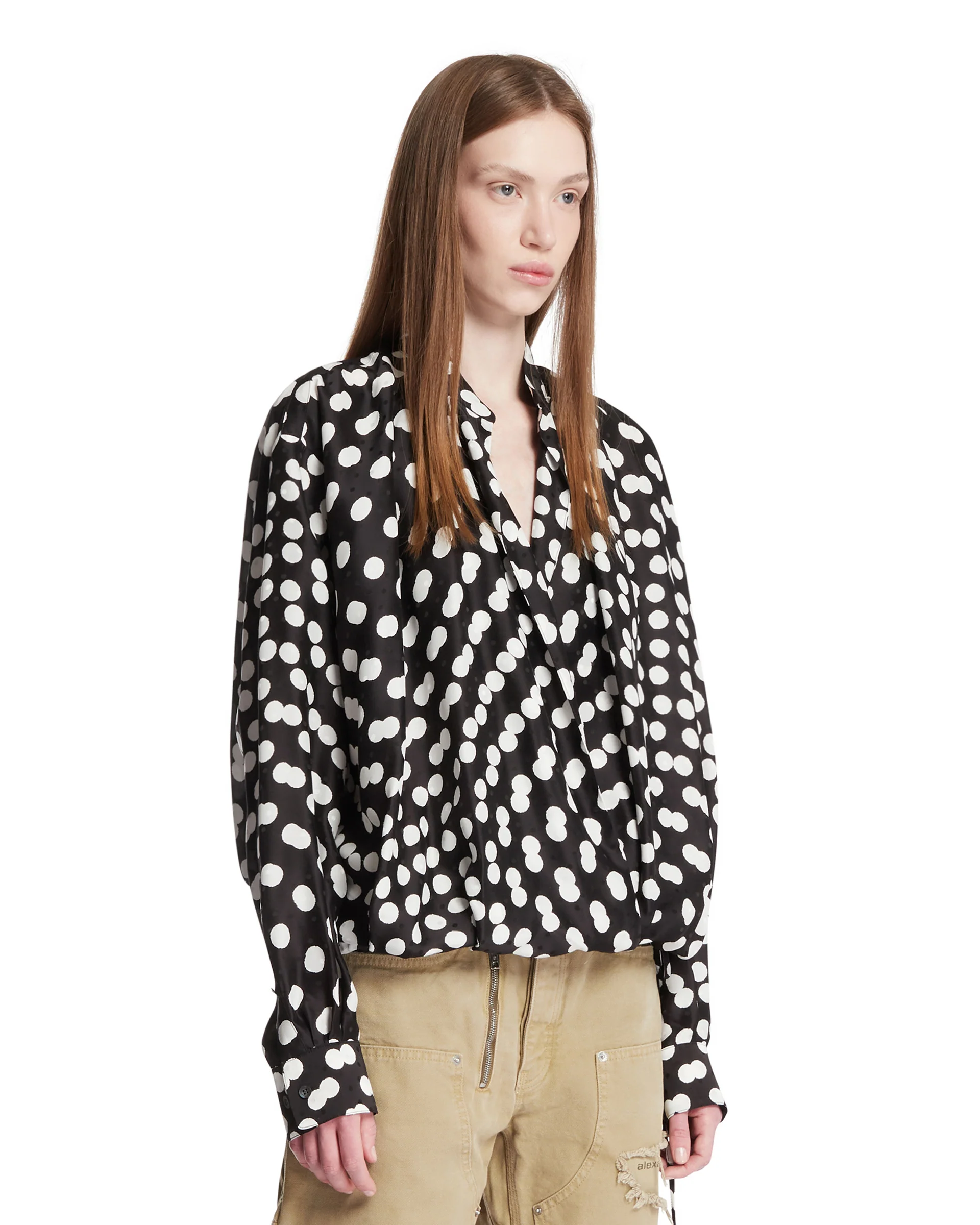 Blusa Incrociata A Pois Nera - Image 2