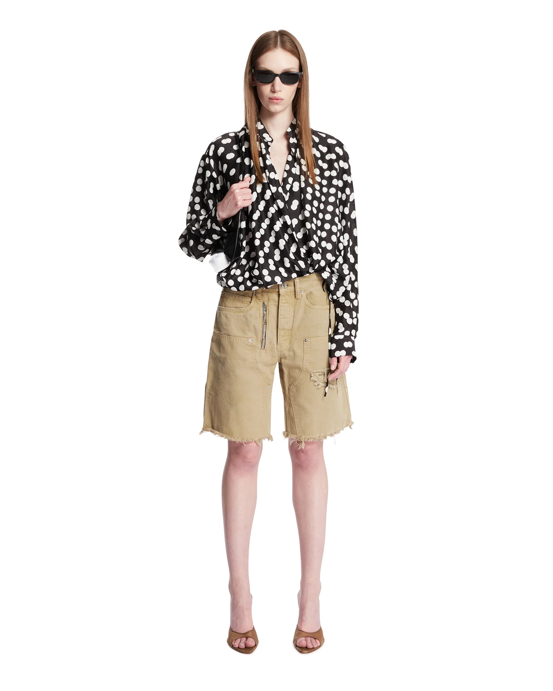 Blusa Incrociata A Pois Nera - Image 3