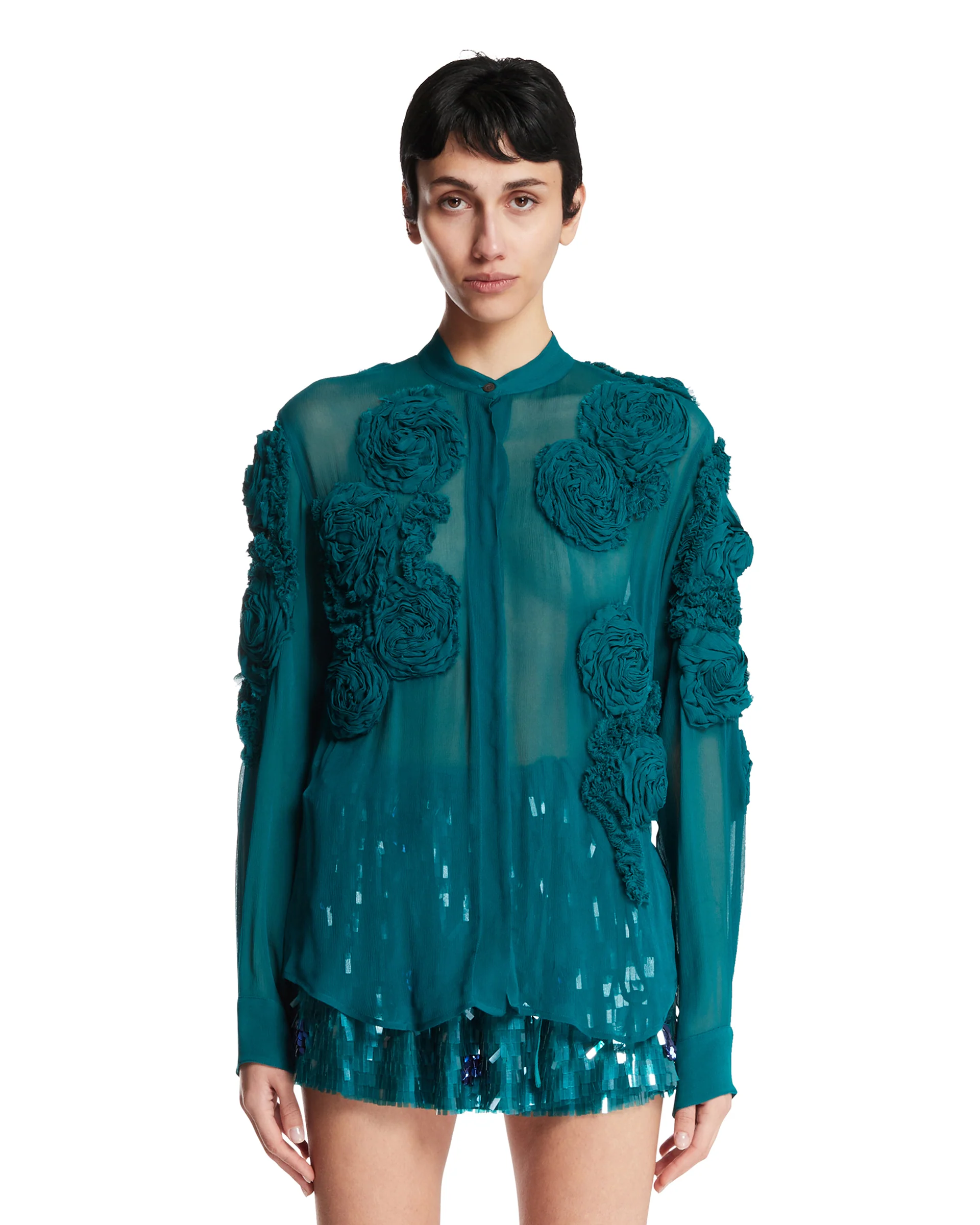 Camicia Con Fiori Blu