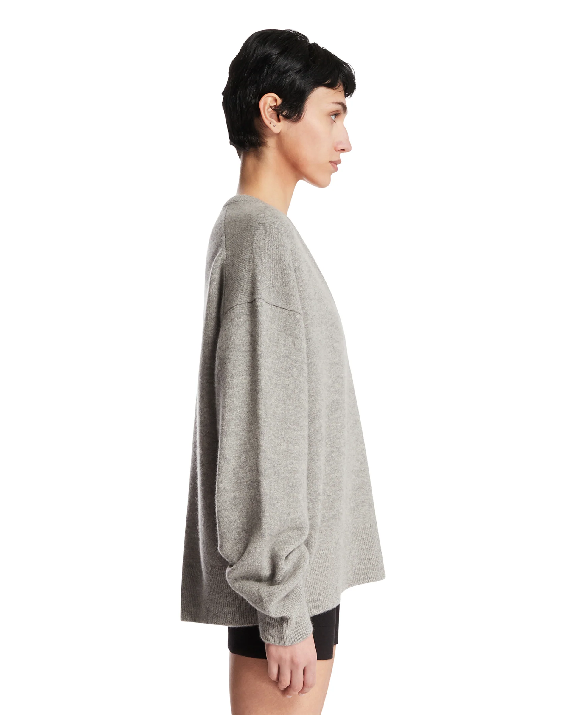 Maglione Con Scollo A V Grigio Chiaro - Image 4
