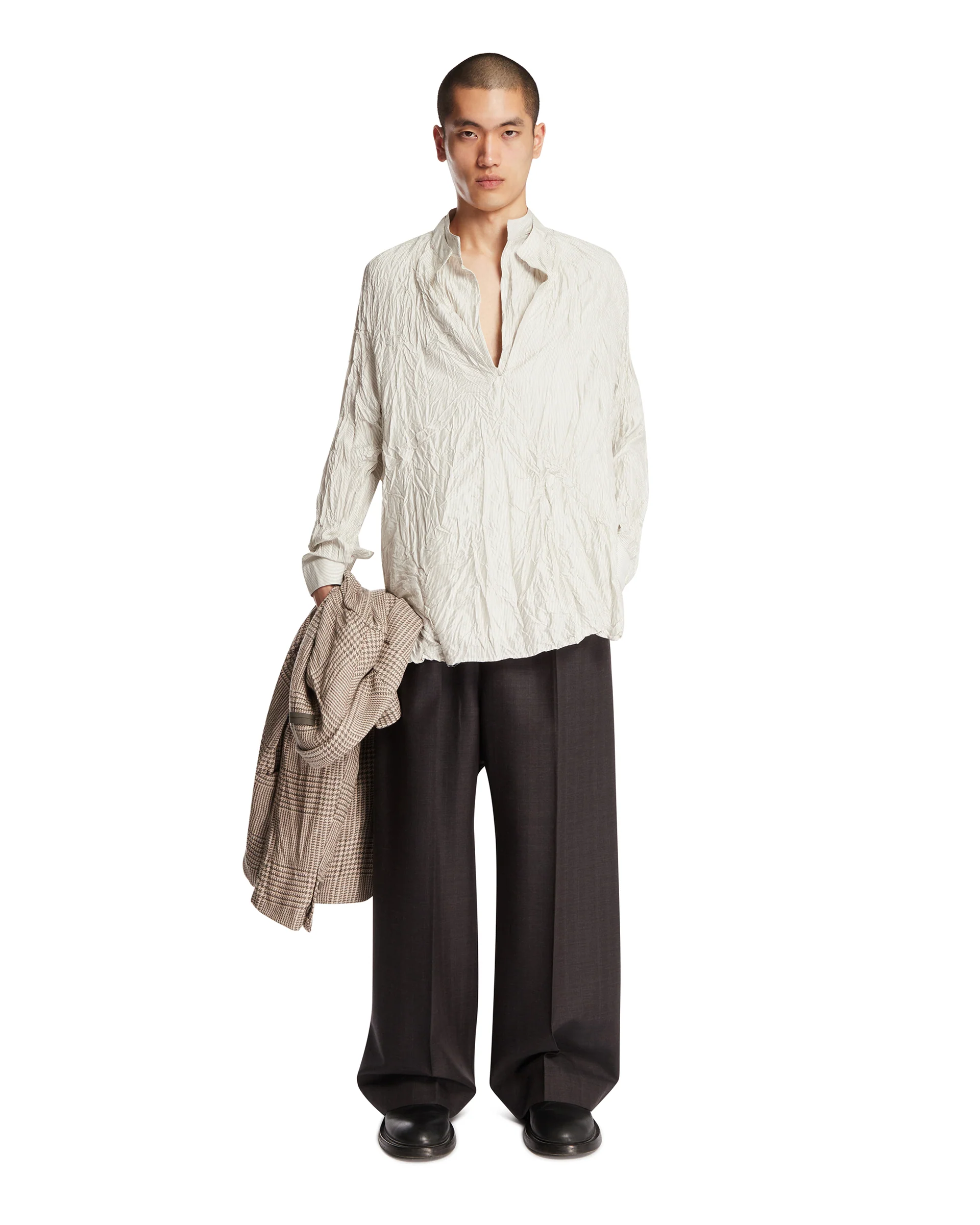 Pantaloni Wide-Leg In Lana Grigi - Image 3