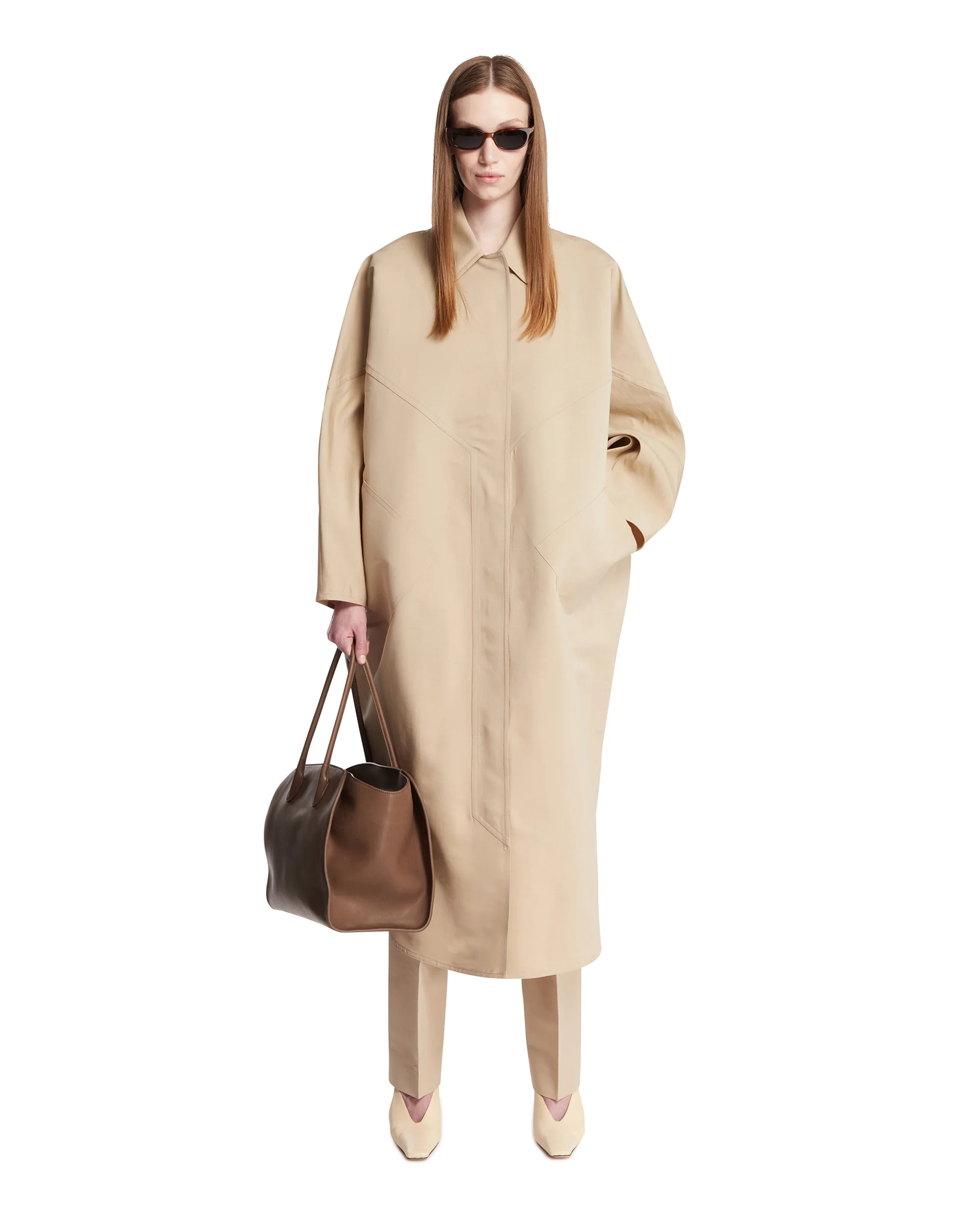 Pantaloni Nahla In Seta E Cotone Beige - Image 3