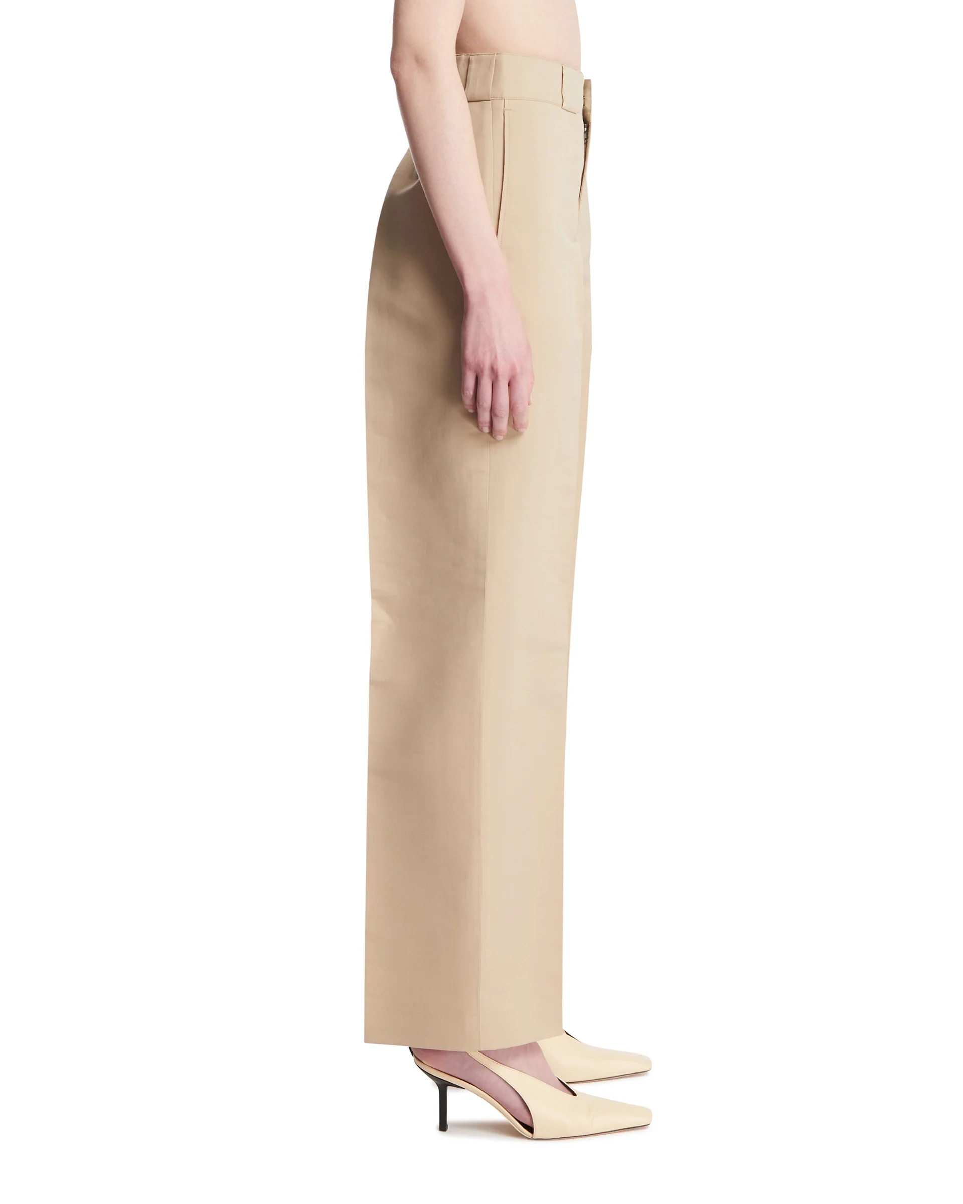Pantaloni Nahla In Seta E Cotone Beige - Image 4