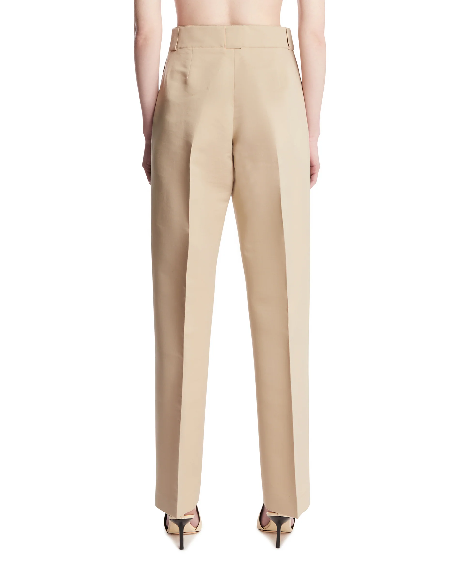 Pantaloni Nahla In Seta E Cotone Beige - Image 5