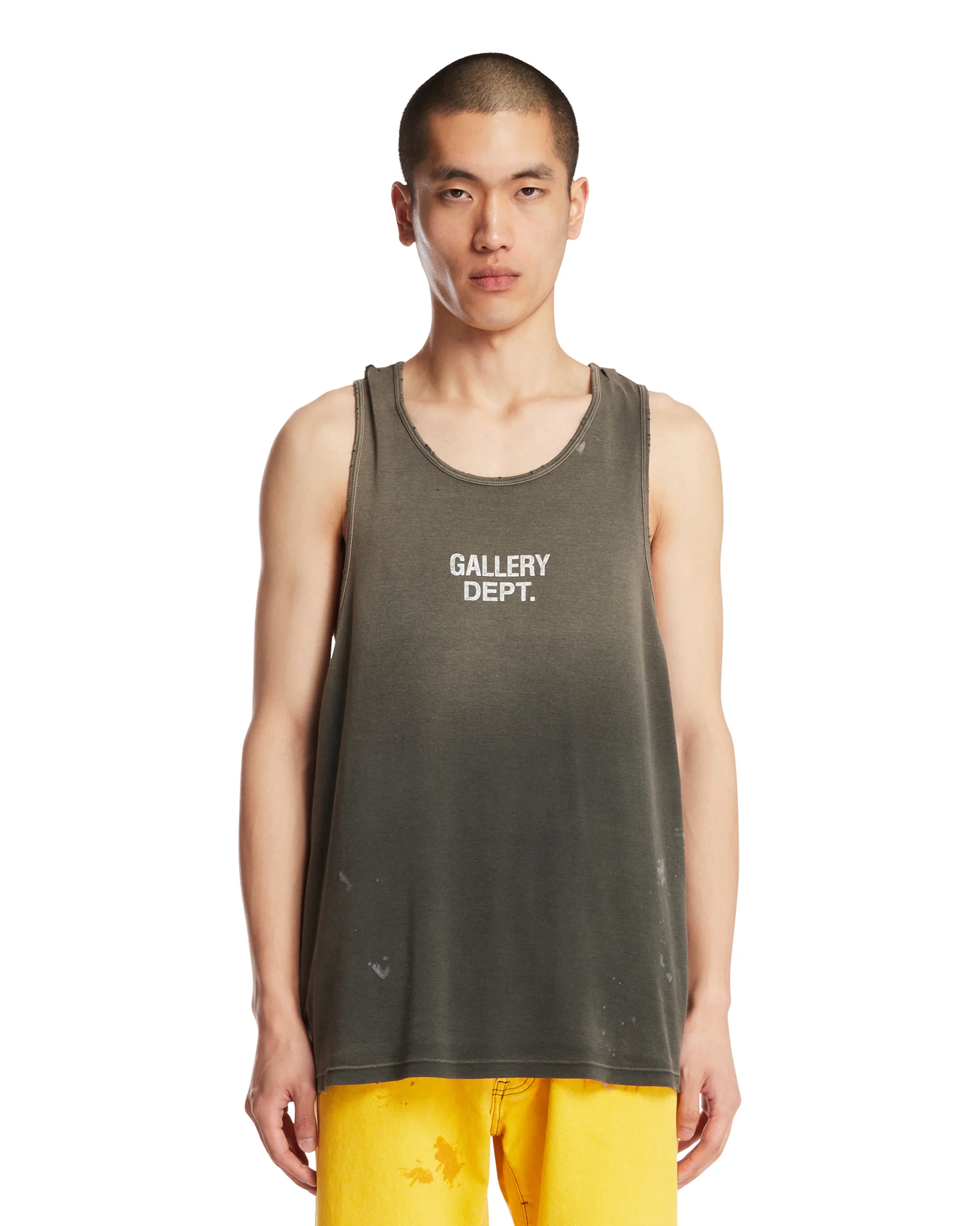 Top Smanicato Con Logo Nero