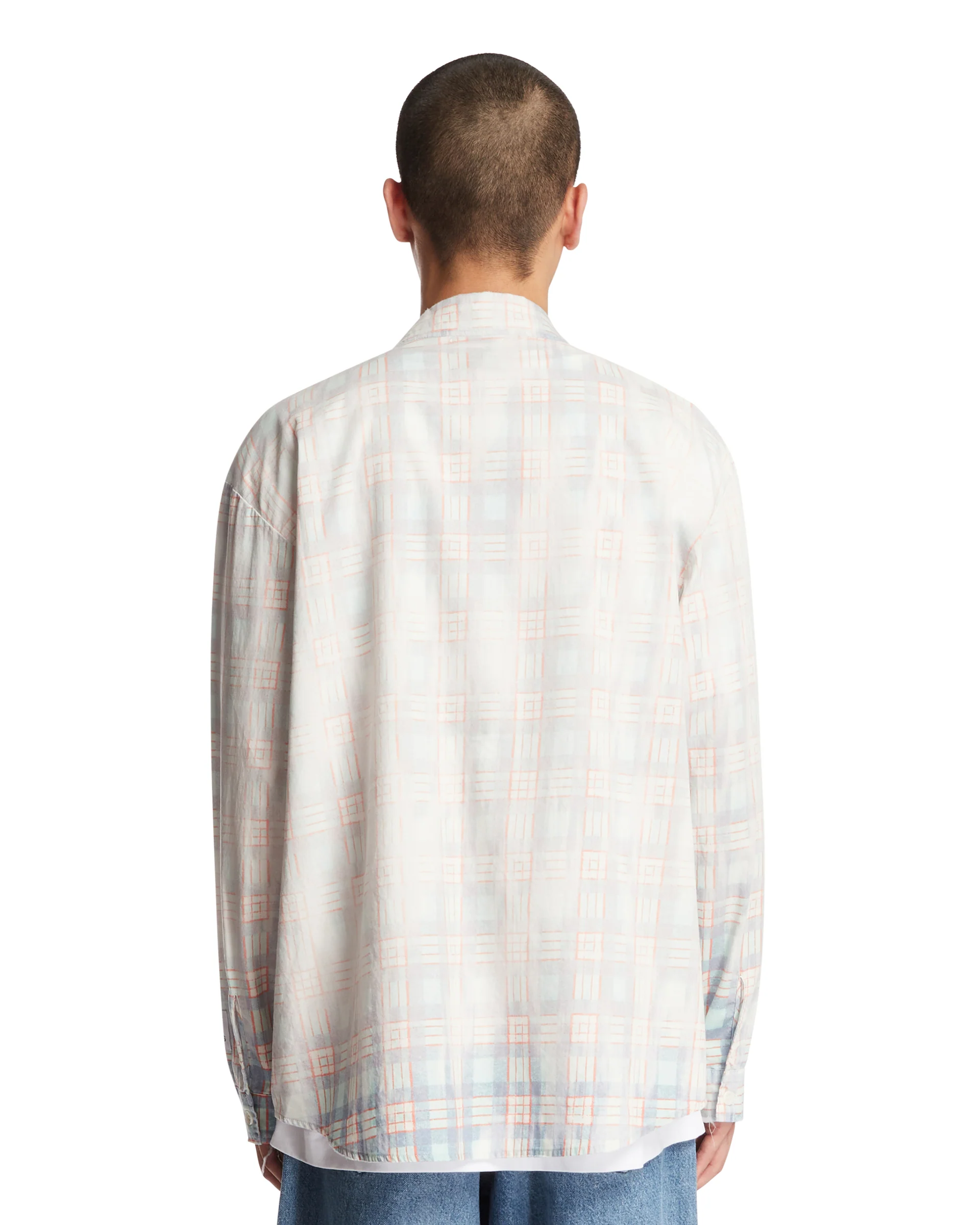 Camicia A Quadri Effetto Faded Blu - Image 5