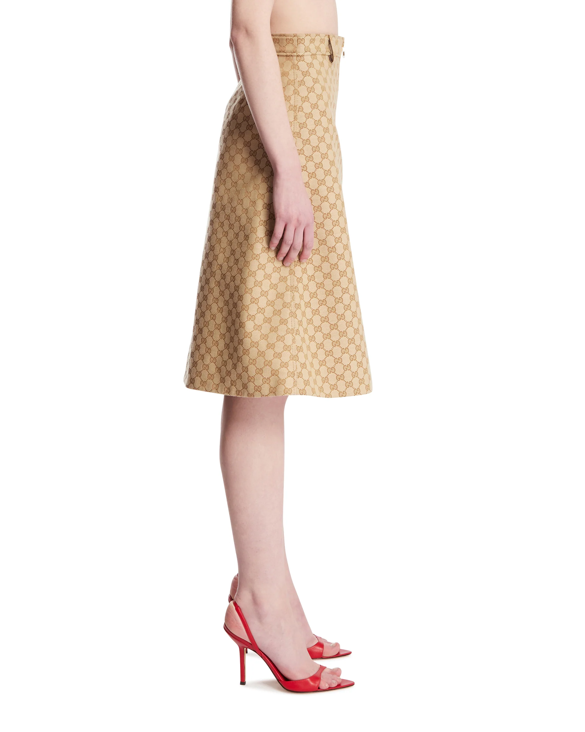 Gonna In Cotone GG Beige - Image 4