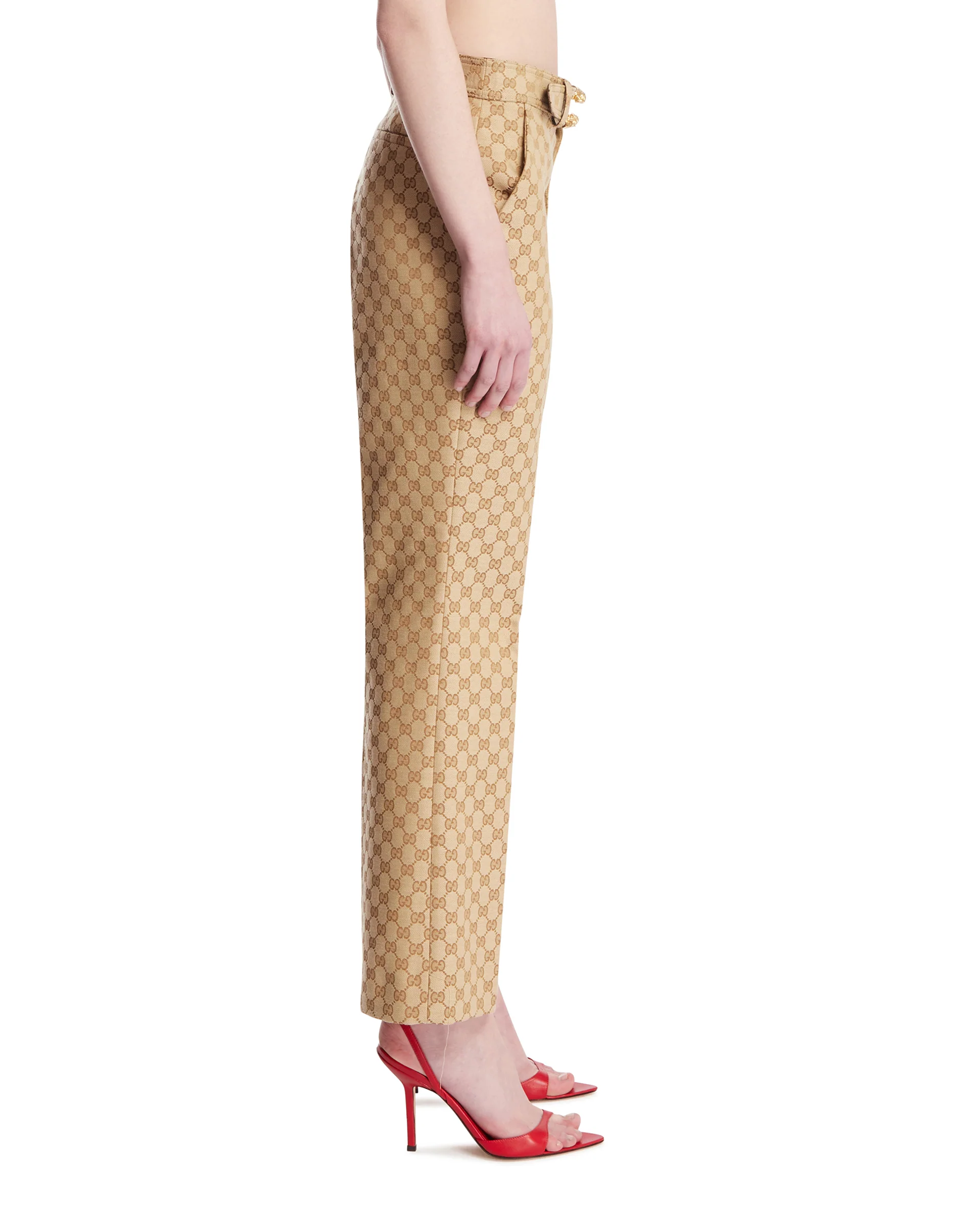 Pantaloni In Cotone GG Beige - Image 4