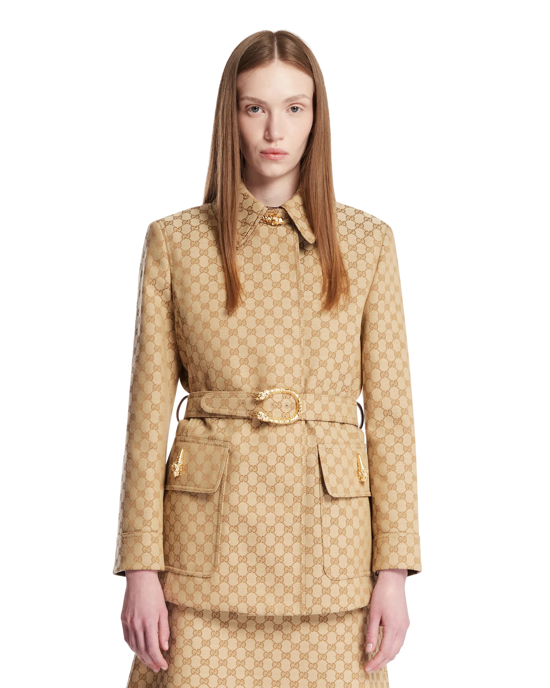 Giacca GG Con Cintura Beige
