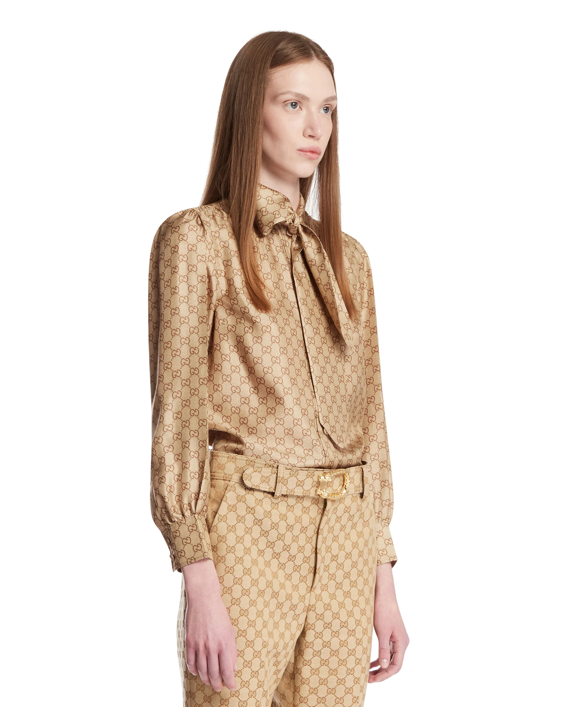 Camicia In Seta GG Beige - Image 2