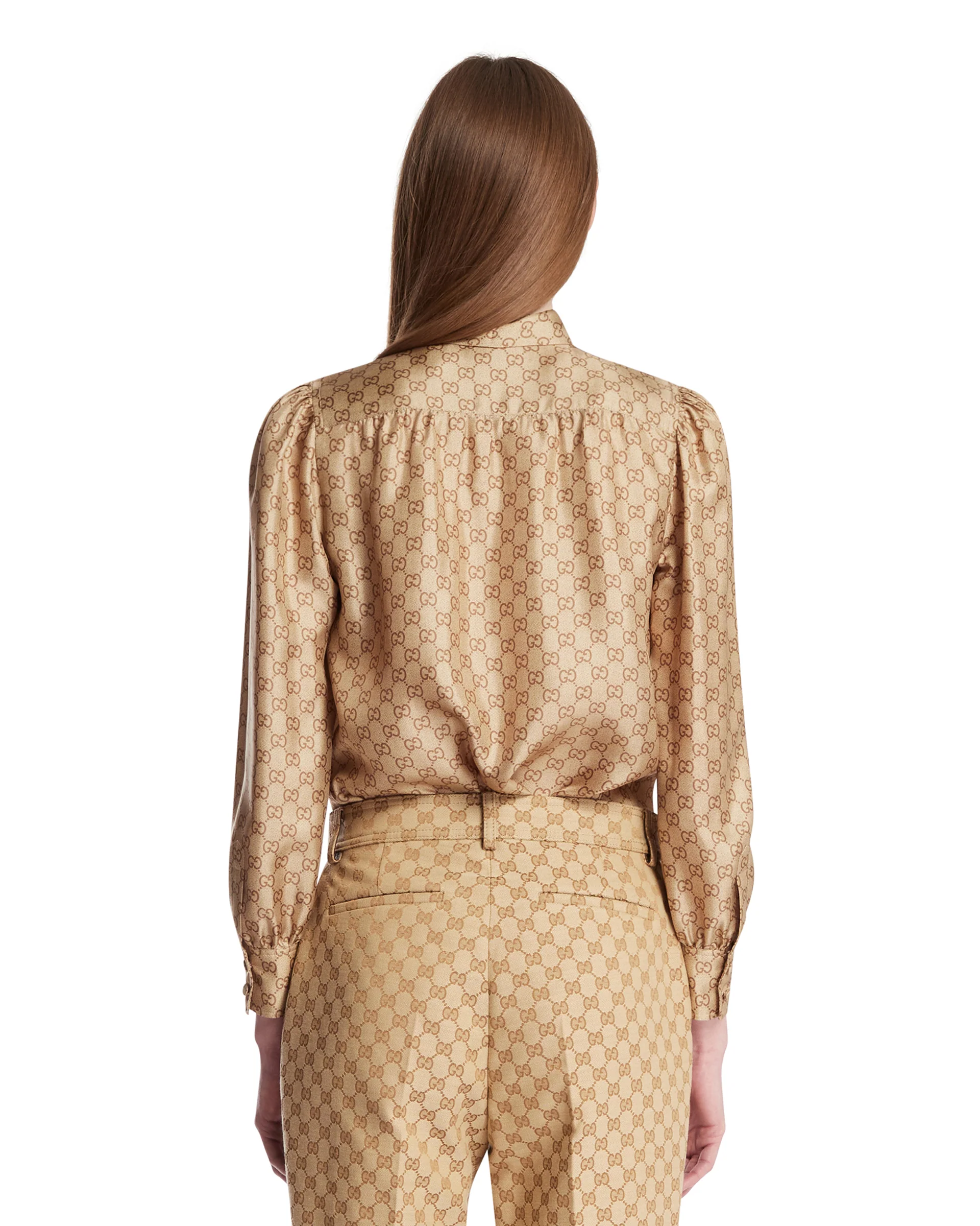 Camicia In Seta GG Beige - Image 5