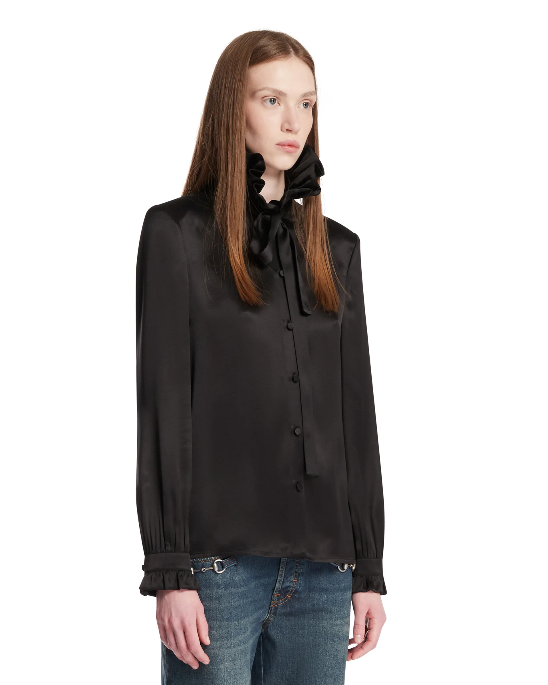 Camicia In Seta Con Fiocco Nera - Image 2