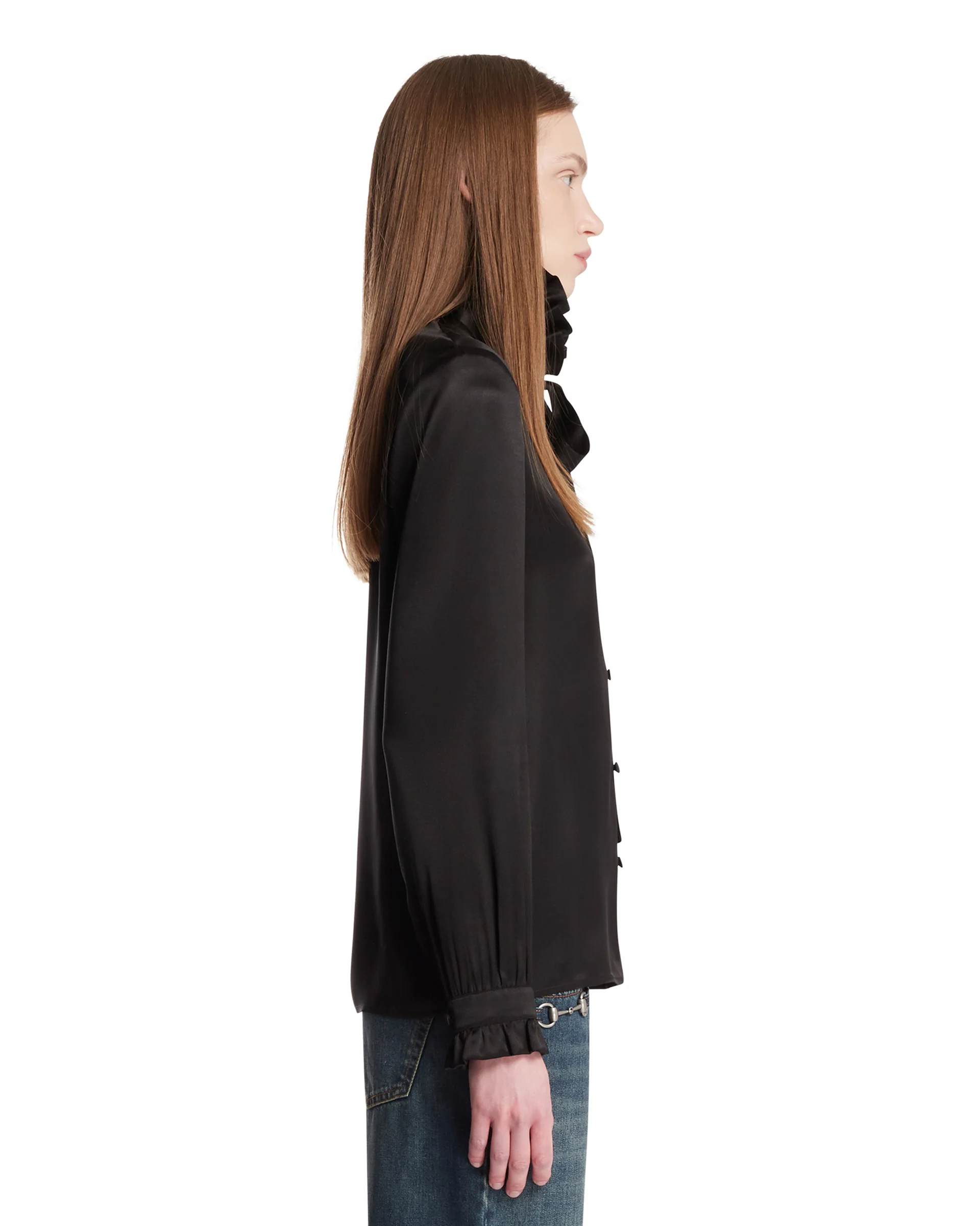 Camicia In Seta Con Fiocco Nera - Image 4