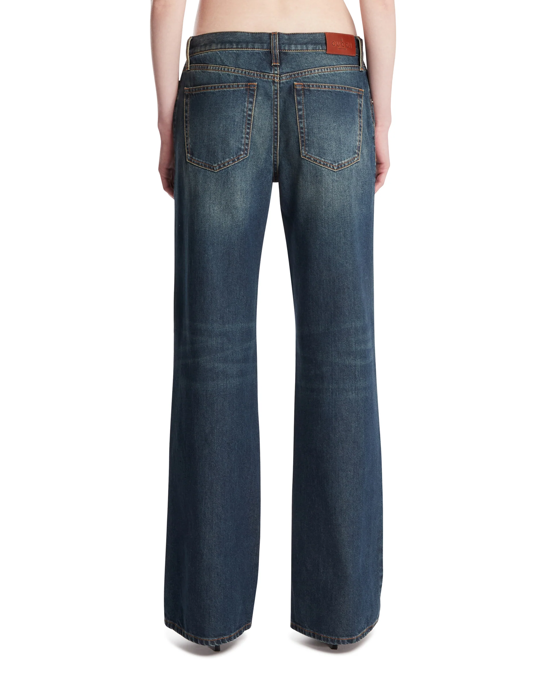 Pantaloni In Denim Con Horsebit Blu - Image 5