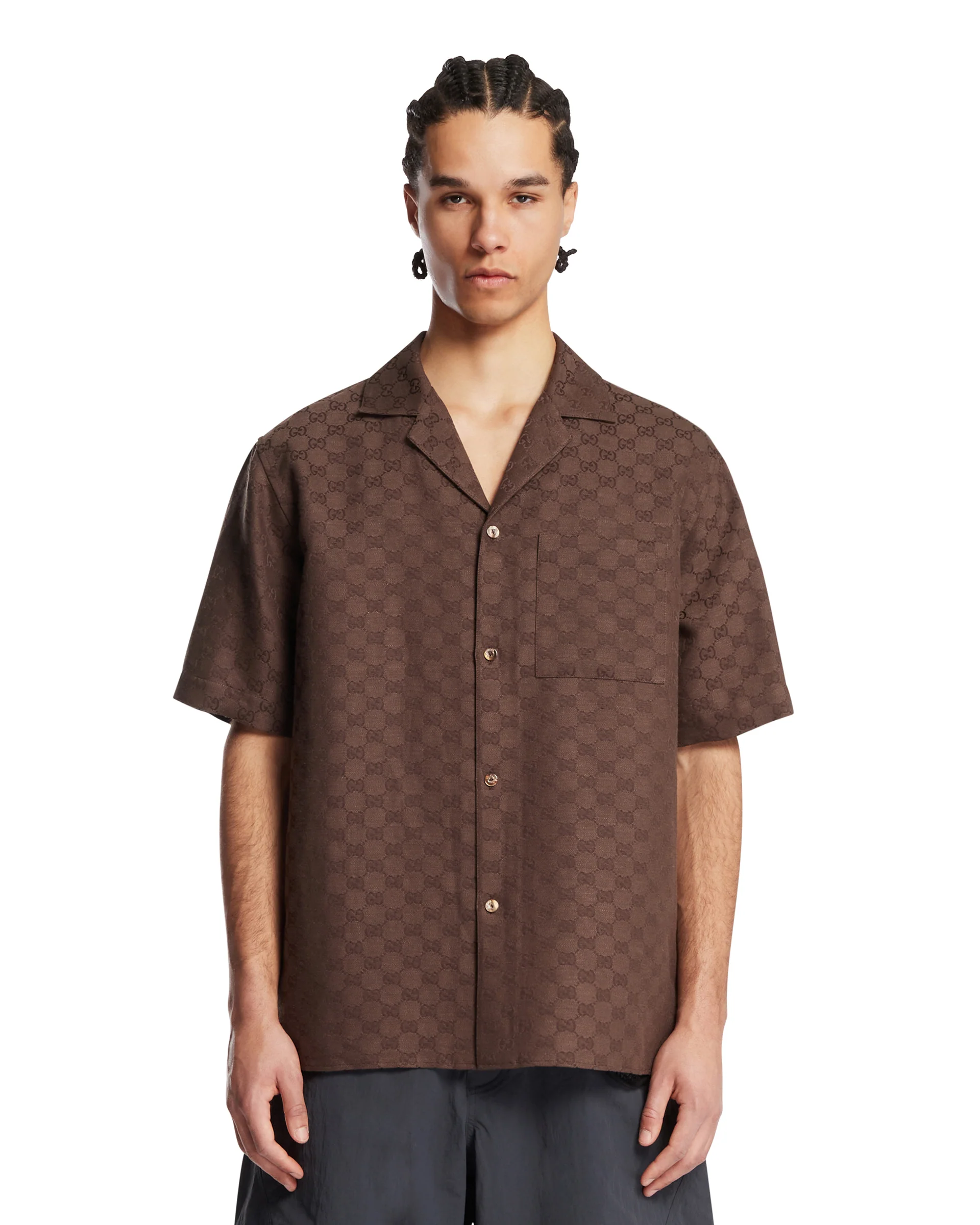 Camicia Bowling GG Marrone