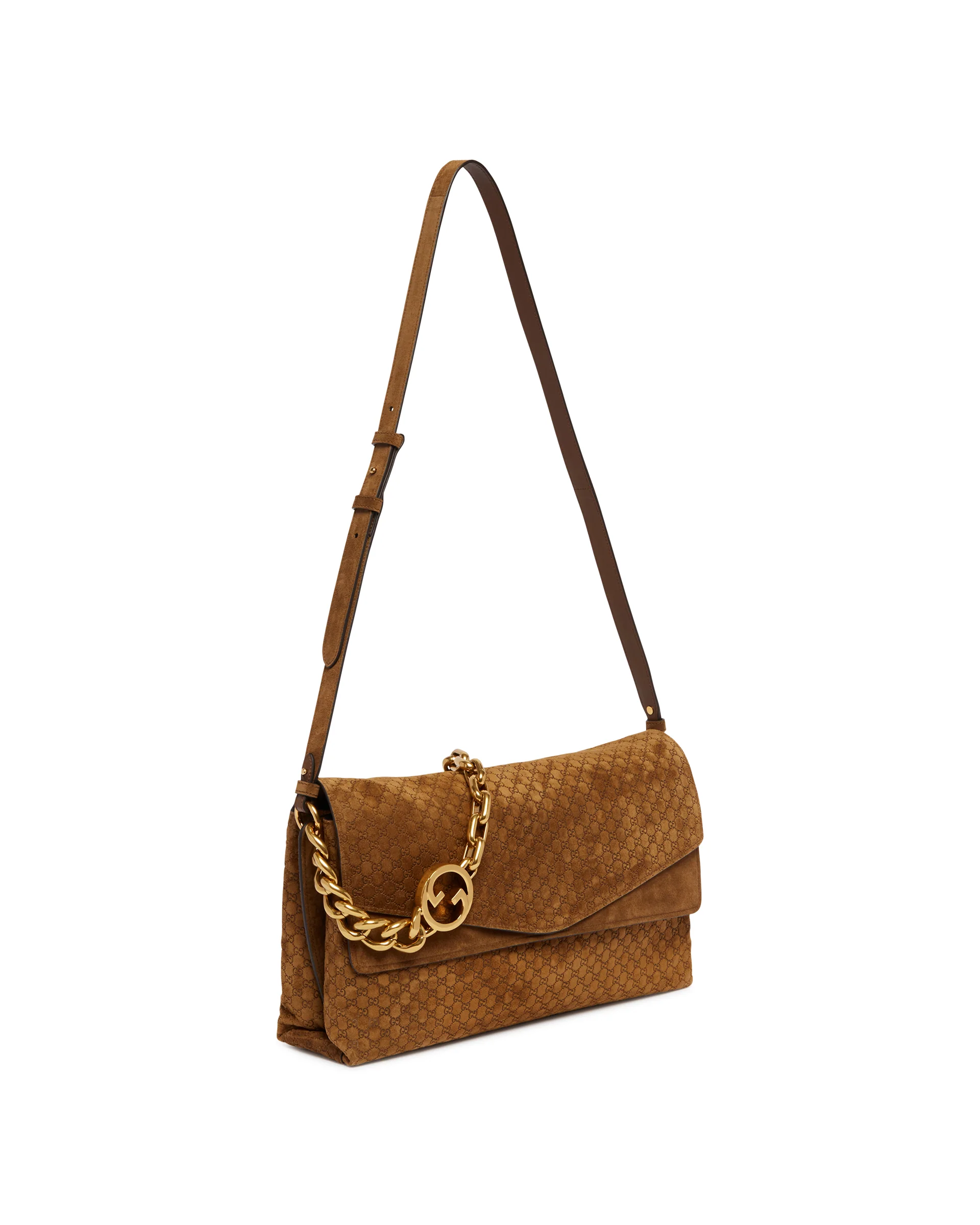 Borsa A Spalla Con Catena Grande Marrone - Image 5