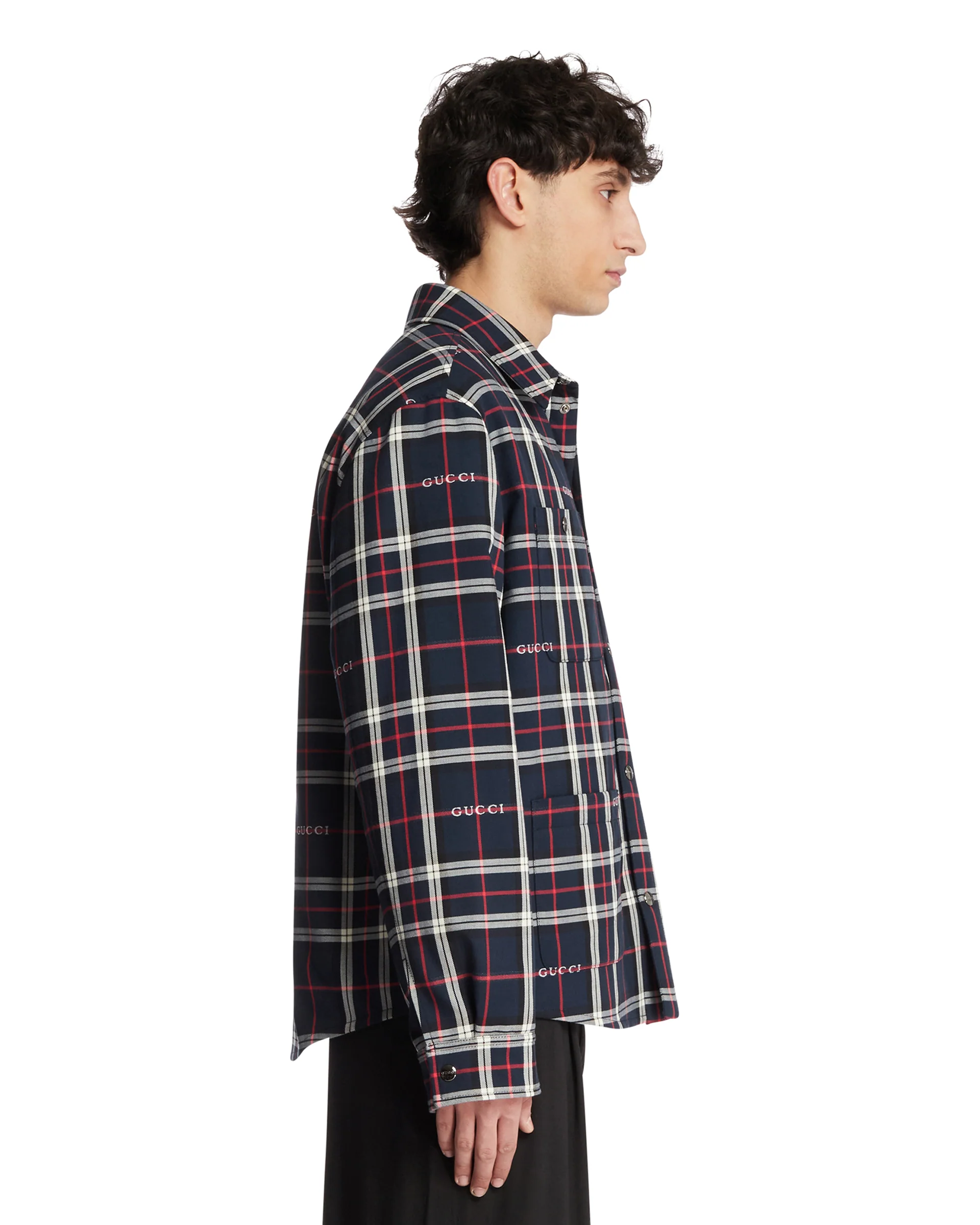 Camicia Imbottita In Tartan Blu - Image 4