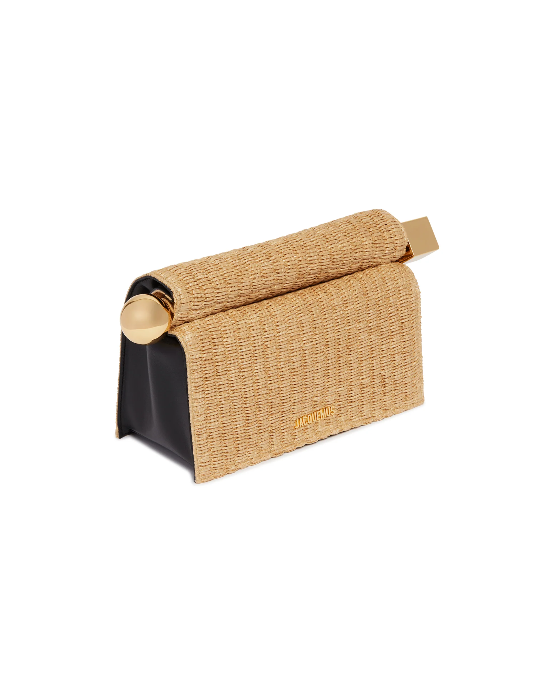 Pochette Rond Carr In Rafia Beige - Image 3