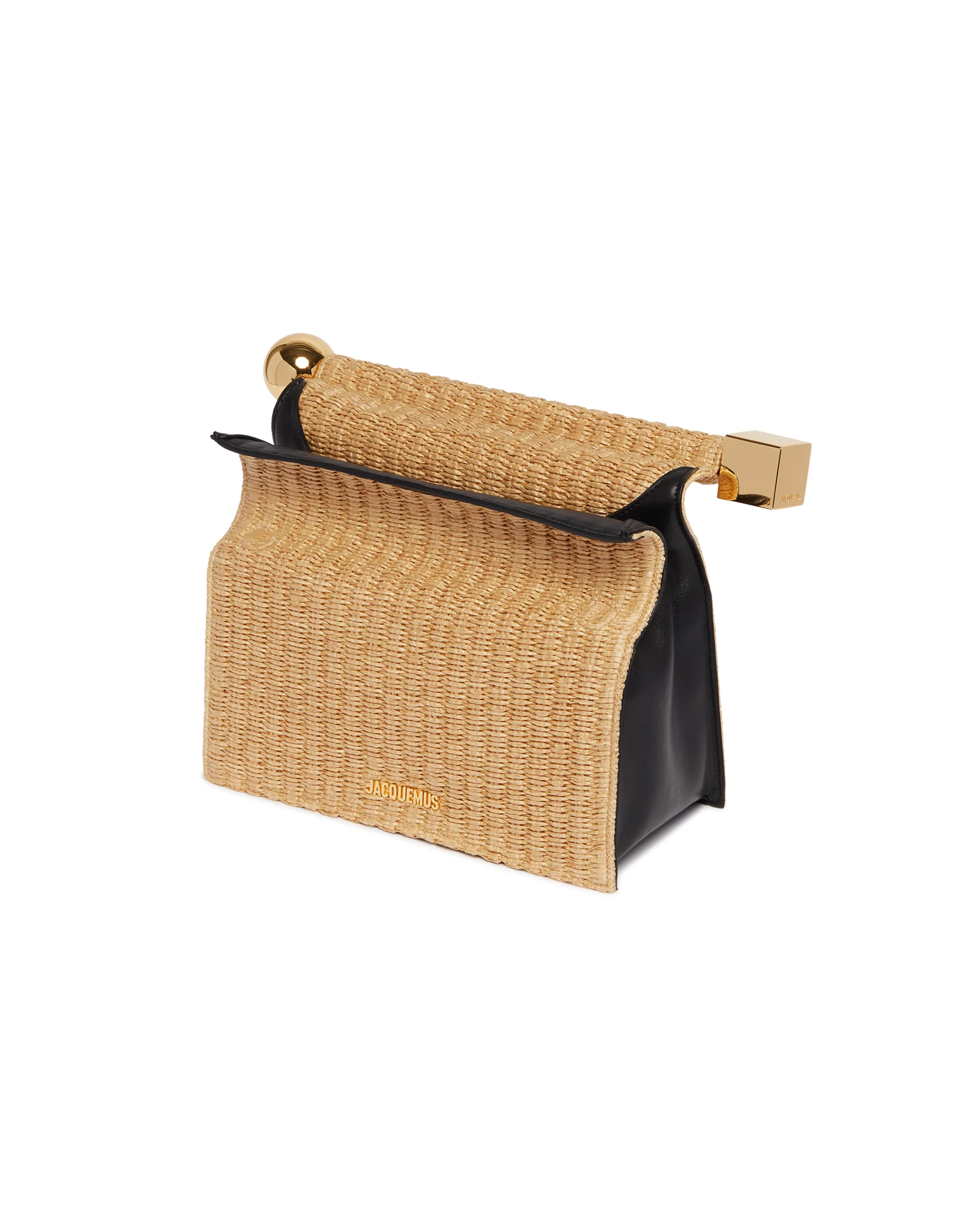 Pochette Rond Carr In Rafia Beige - Image 4