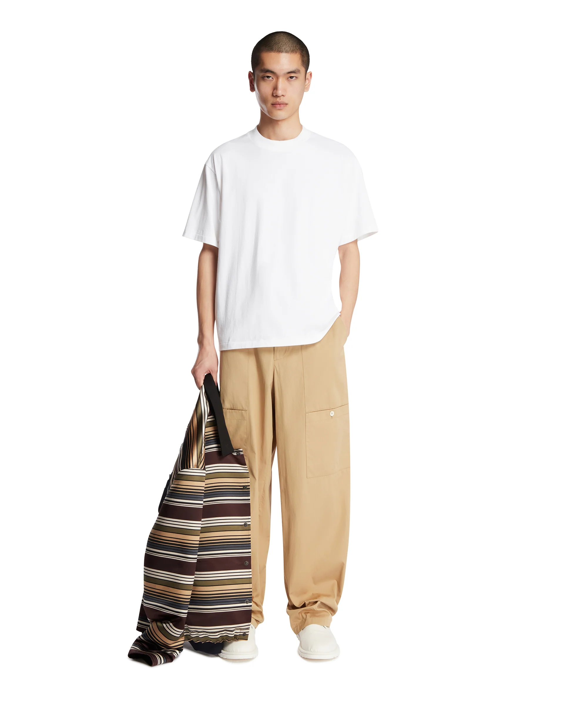 Pantaloni Cargo In Popeline Beige - Image 3