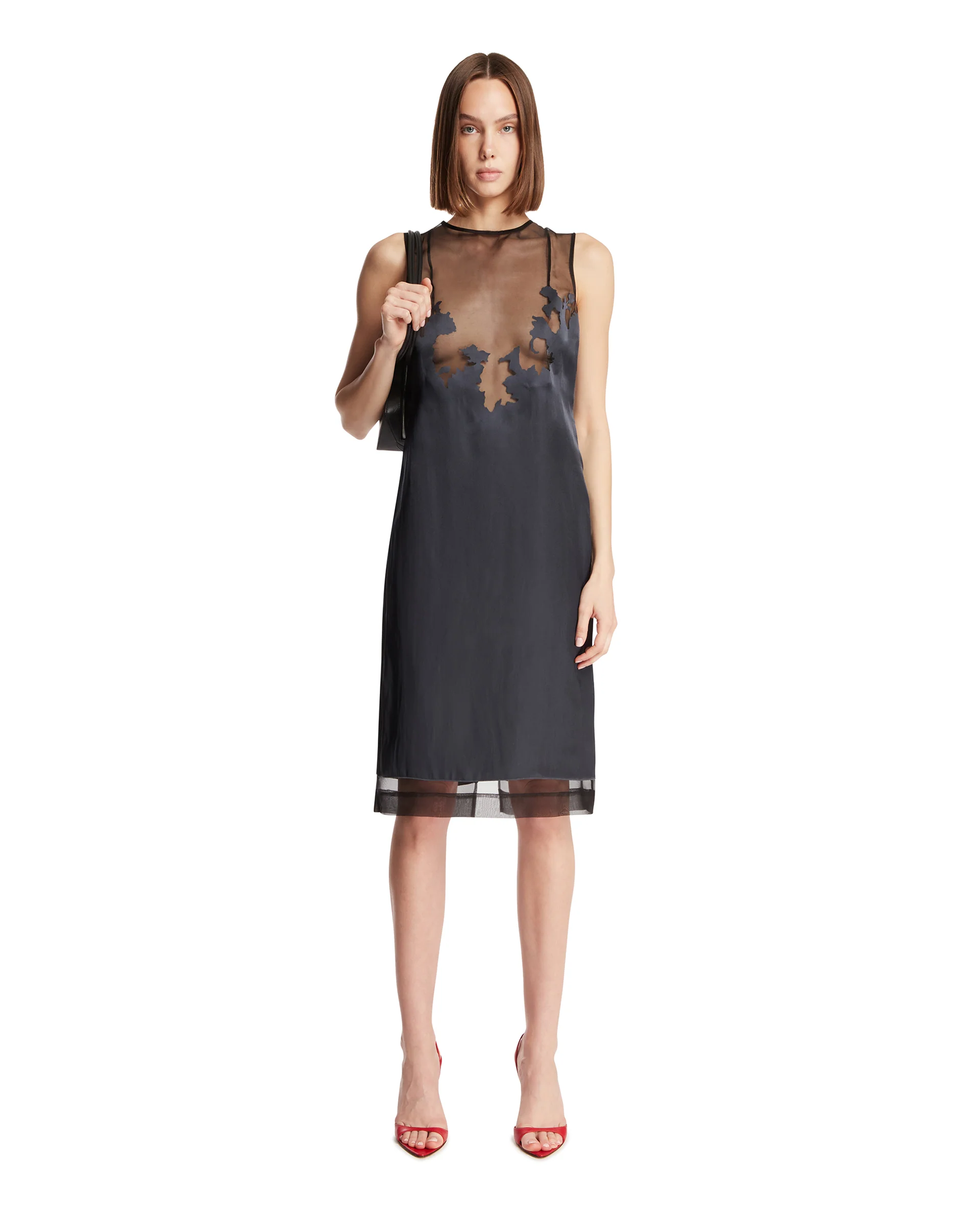 Abito Cut-out In Pizzo Nero - Image 3