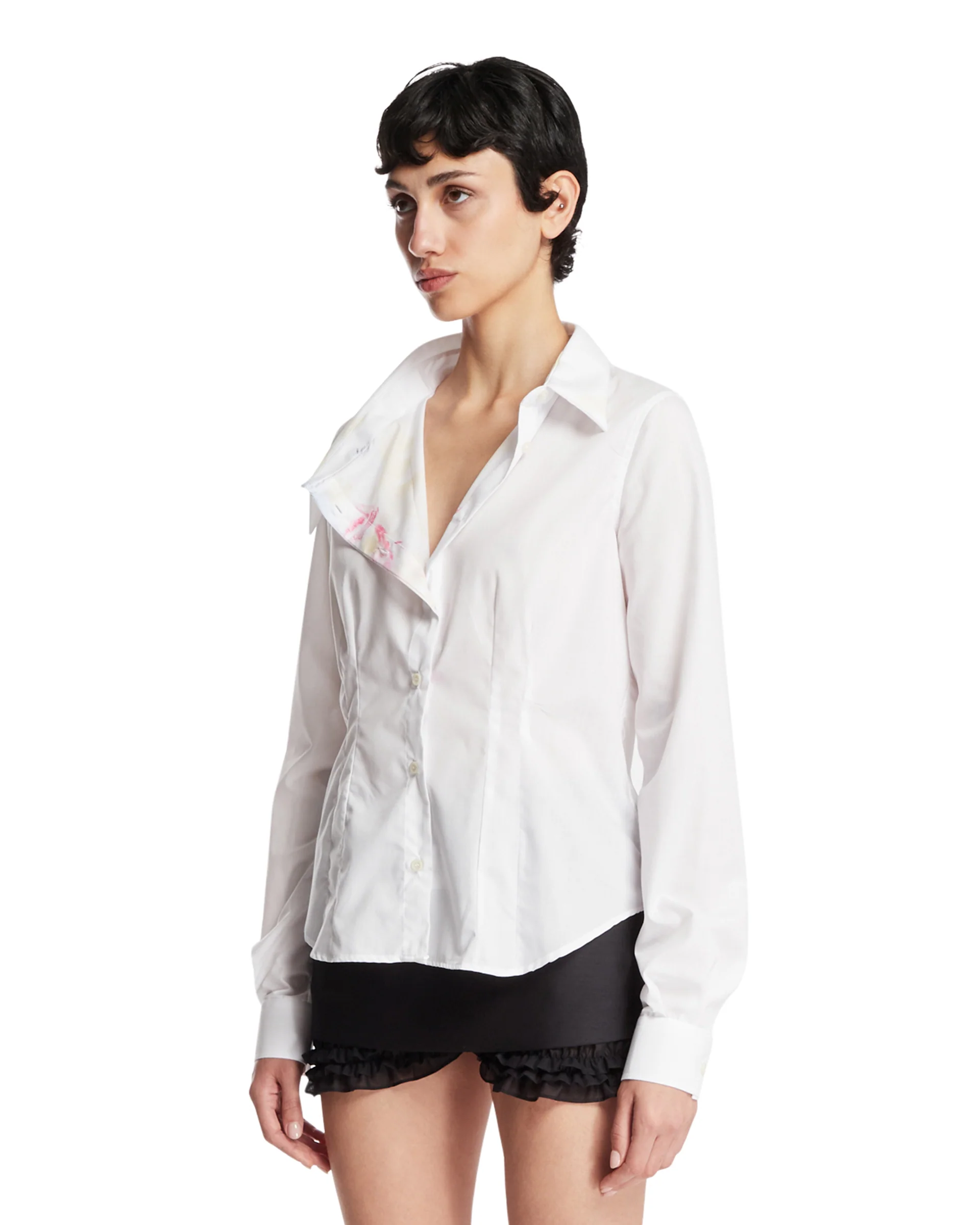 Camicia In Cotone Asimmetrica Bianca - Image 2