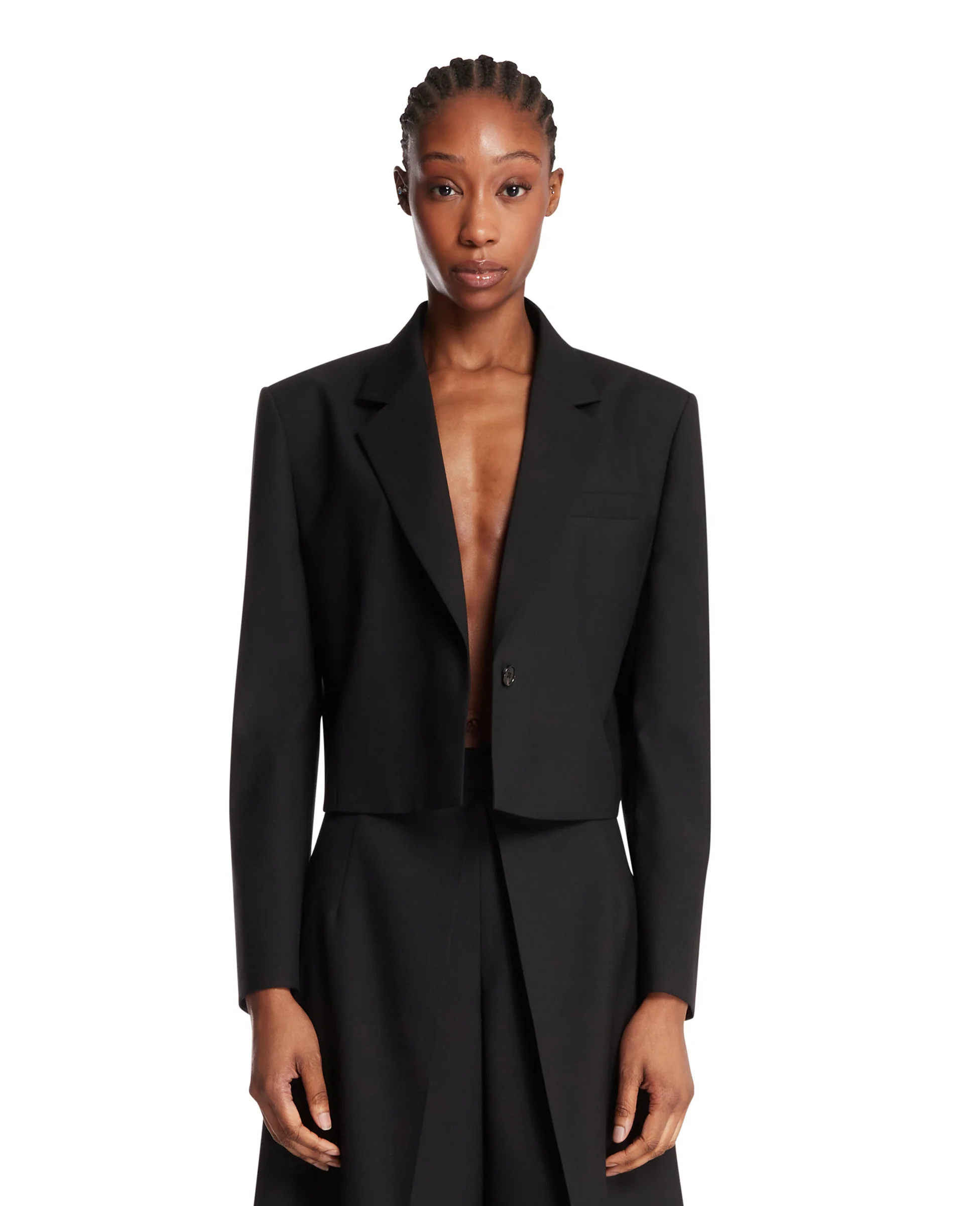 Giacca Cropped In Lana Nera