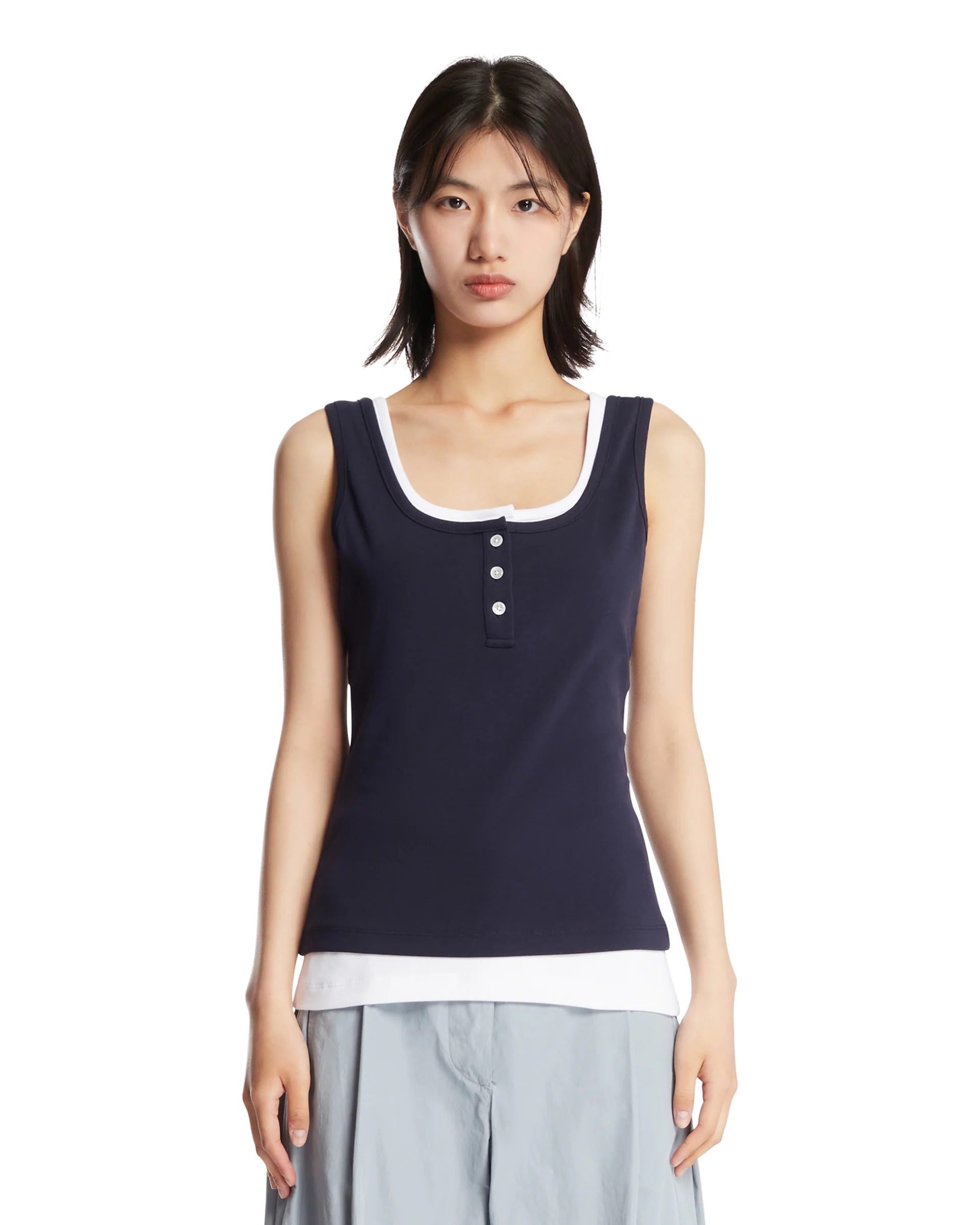Top A Doppio Strato Blu