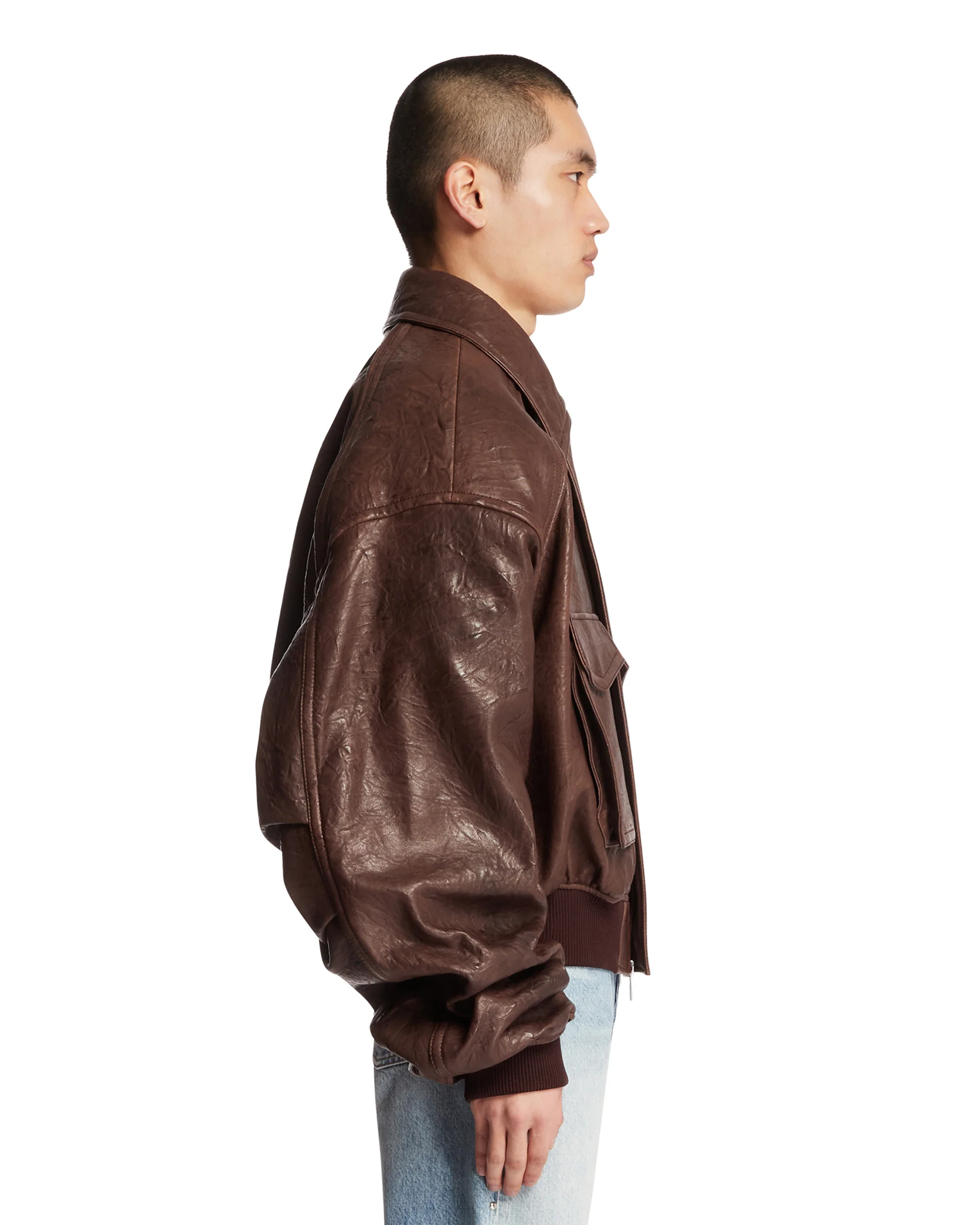 Giacca In Pelle Oversize Marrone - Image 4