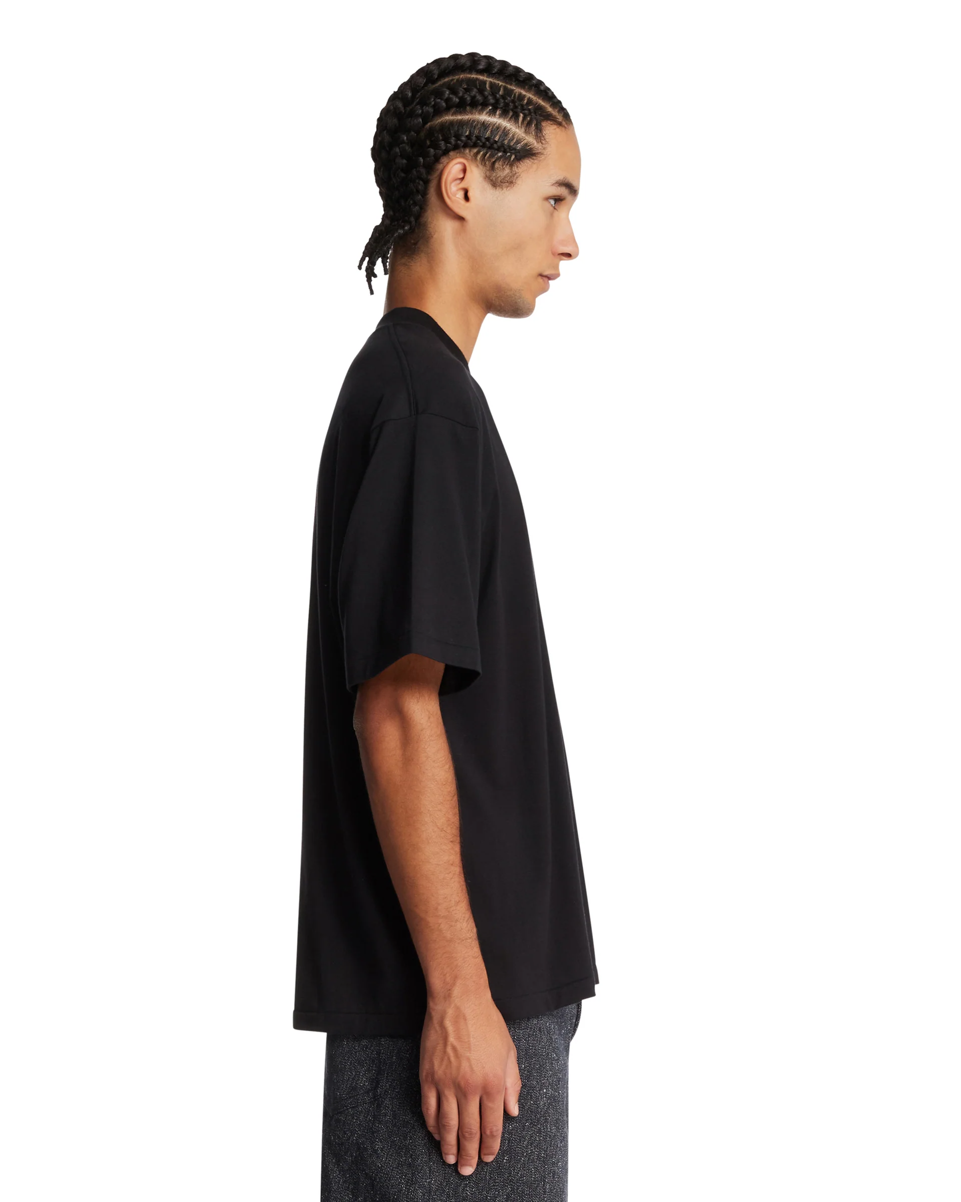 T-Shirt Girocollo In Cotone Nera - Image 4