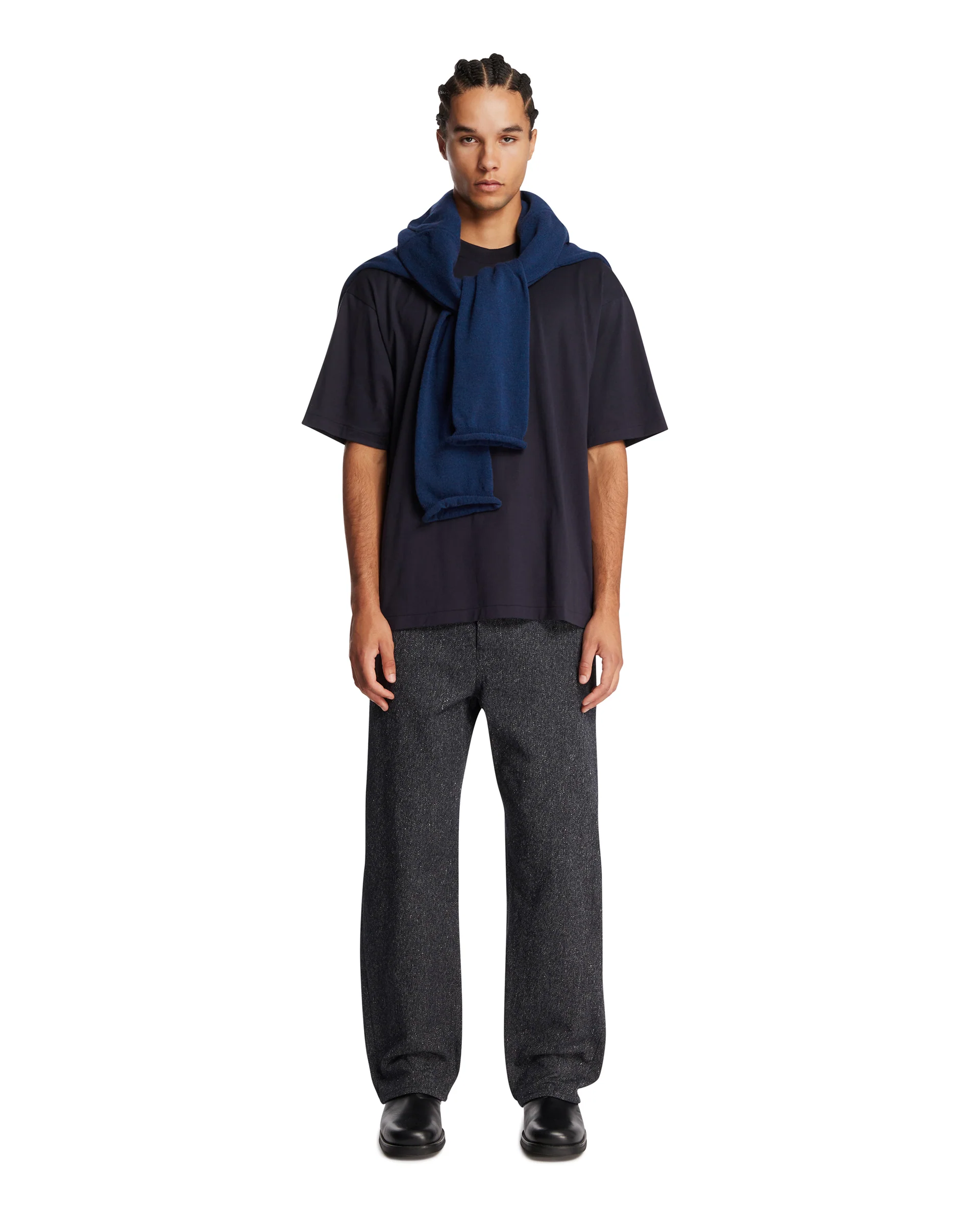 T-Shirt Girocollo In Cotone Blu - Image 3