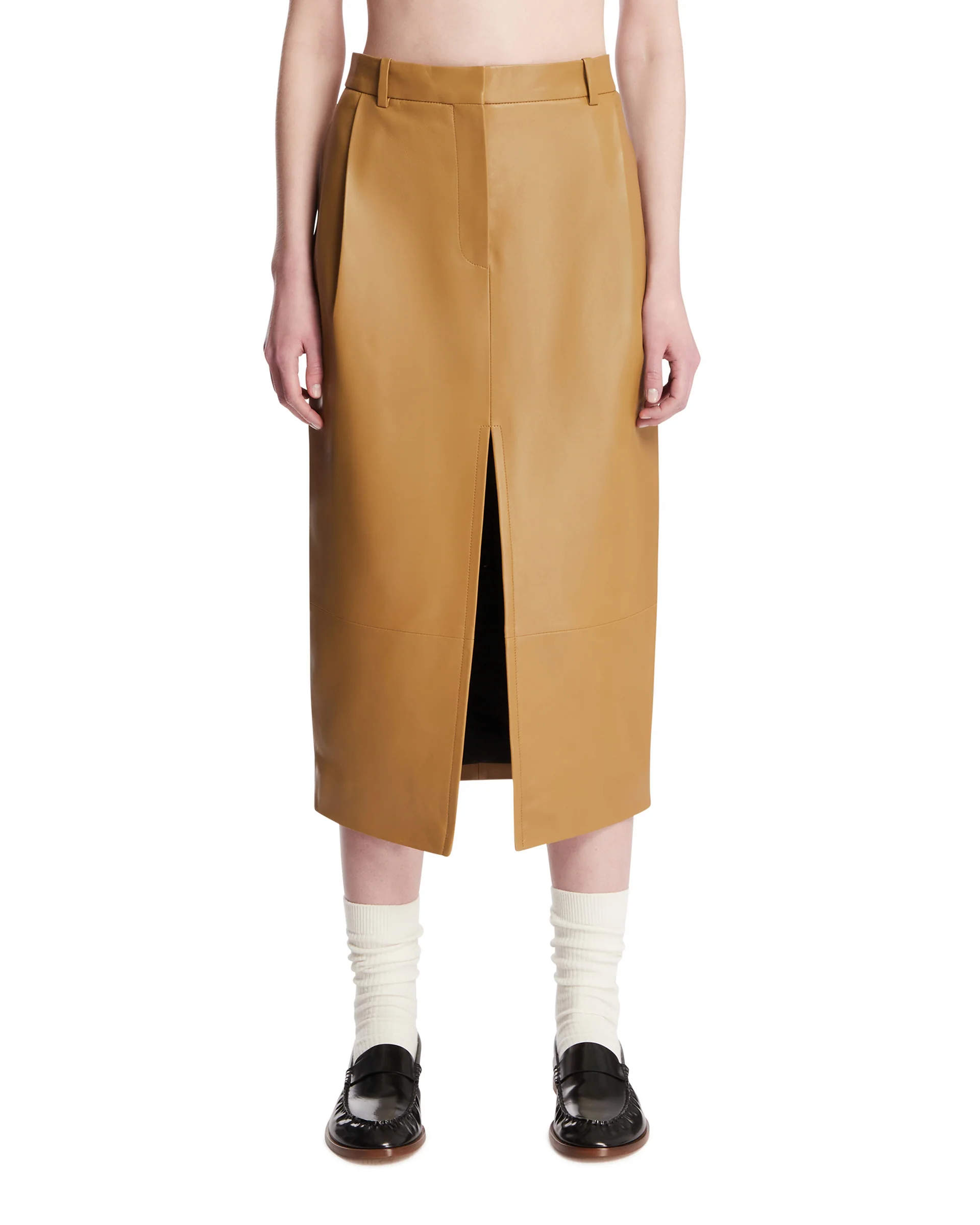 Gonna Anden In Pelle Beige