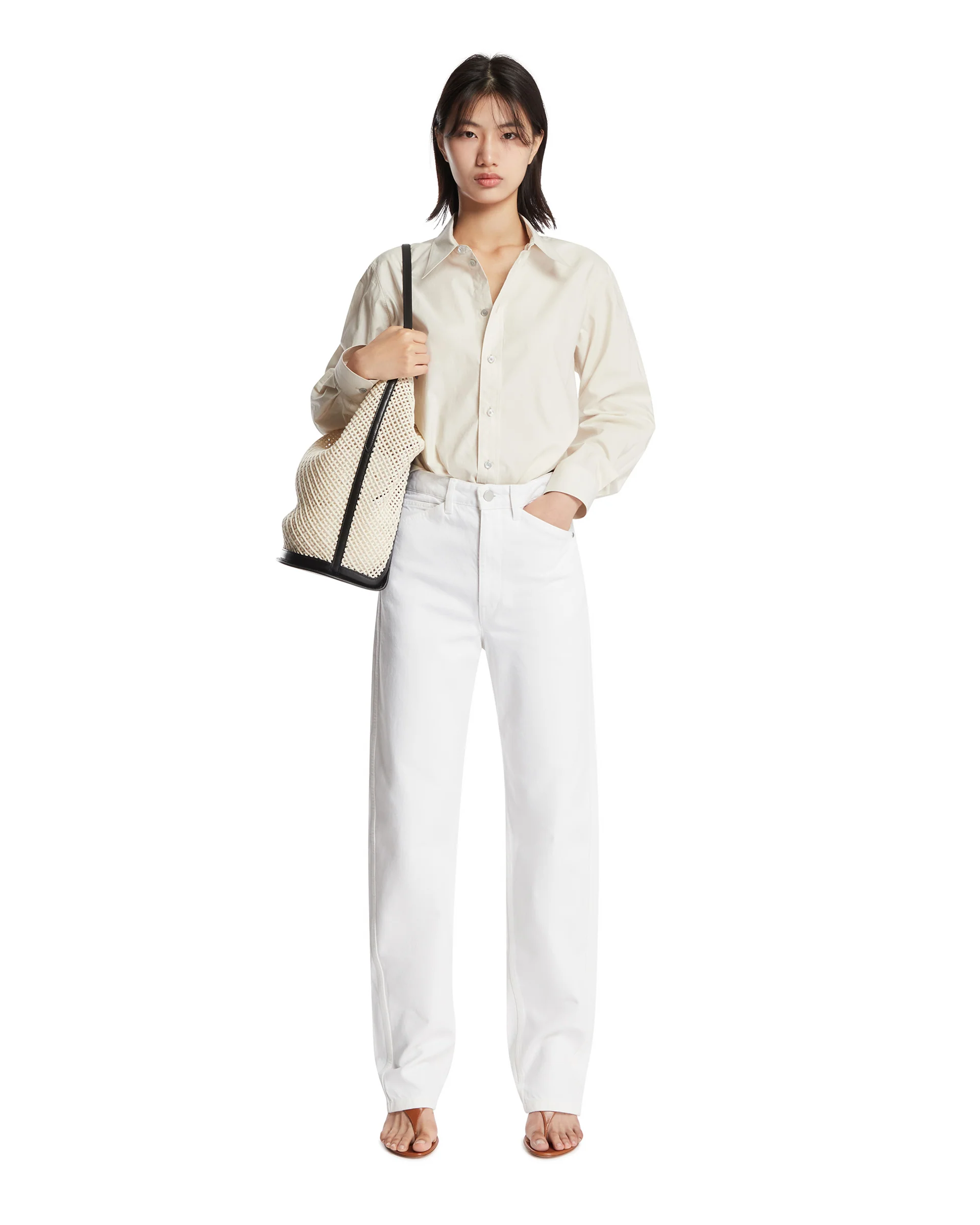 Camicia In Cotone E Seta Beige - Image 3