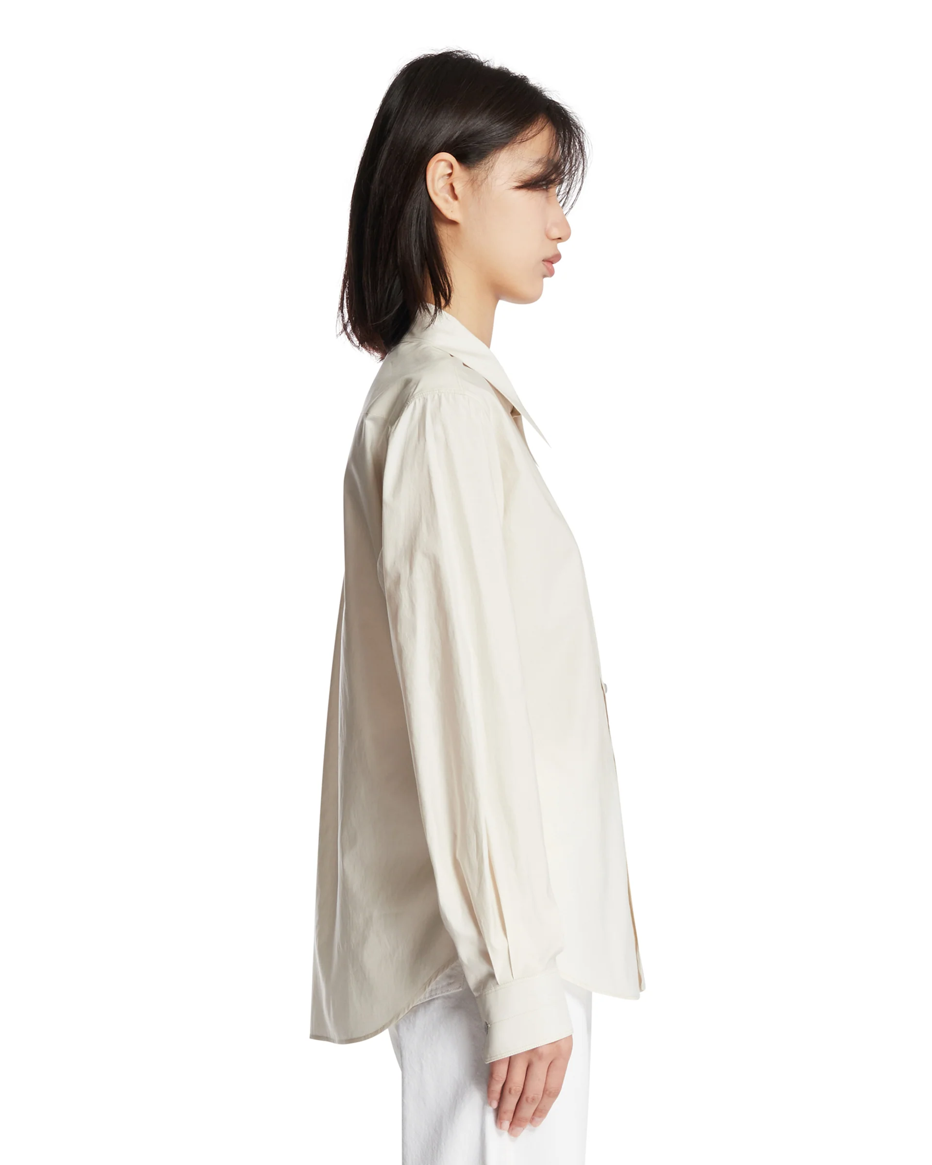 Camicia In Cotone E Seta Beige - Image 4