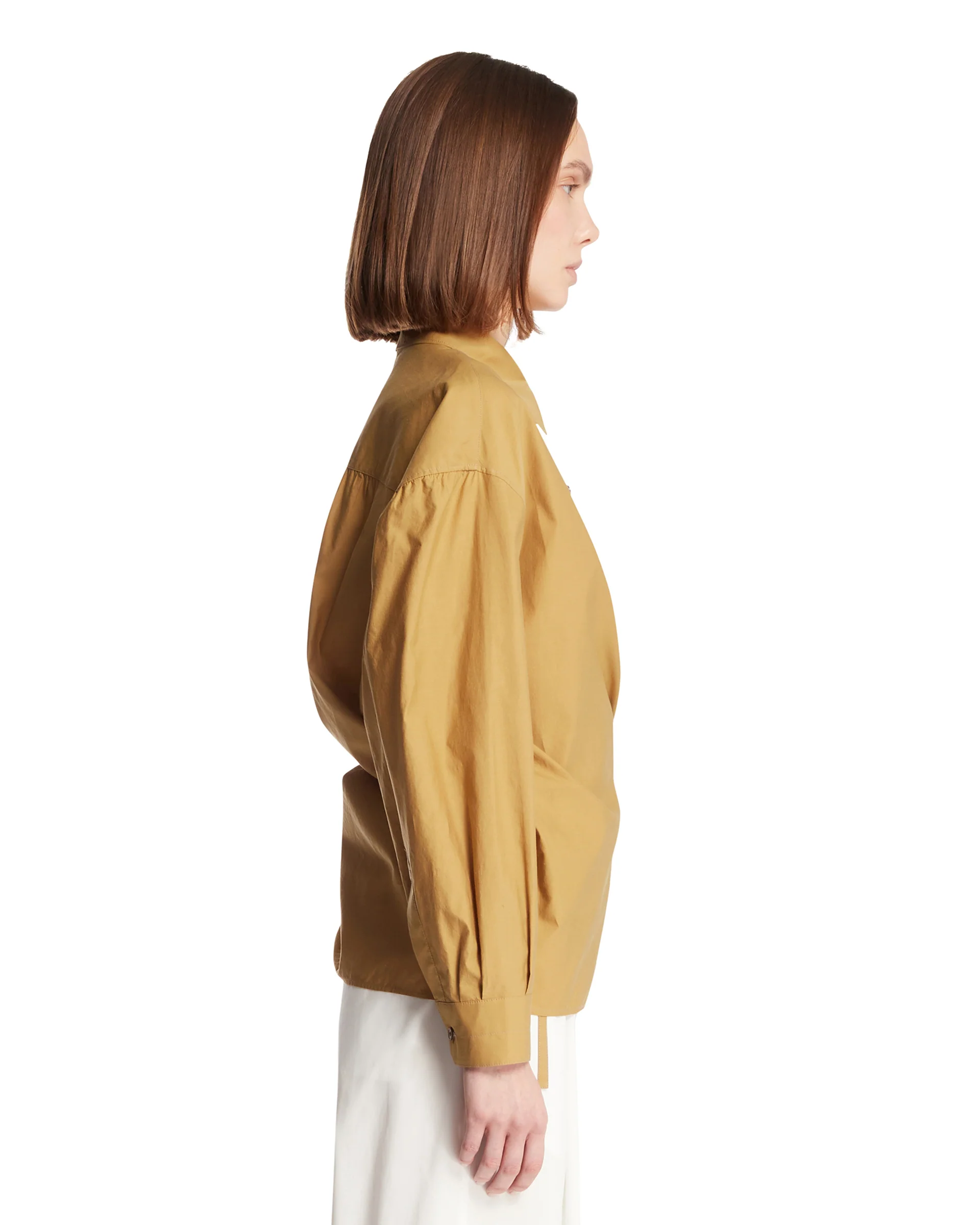 Camicia Twisted In Cotone E Seta Beige - Image 4