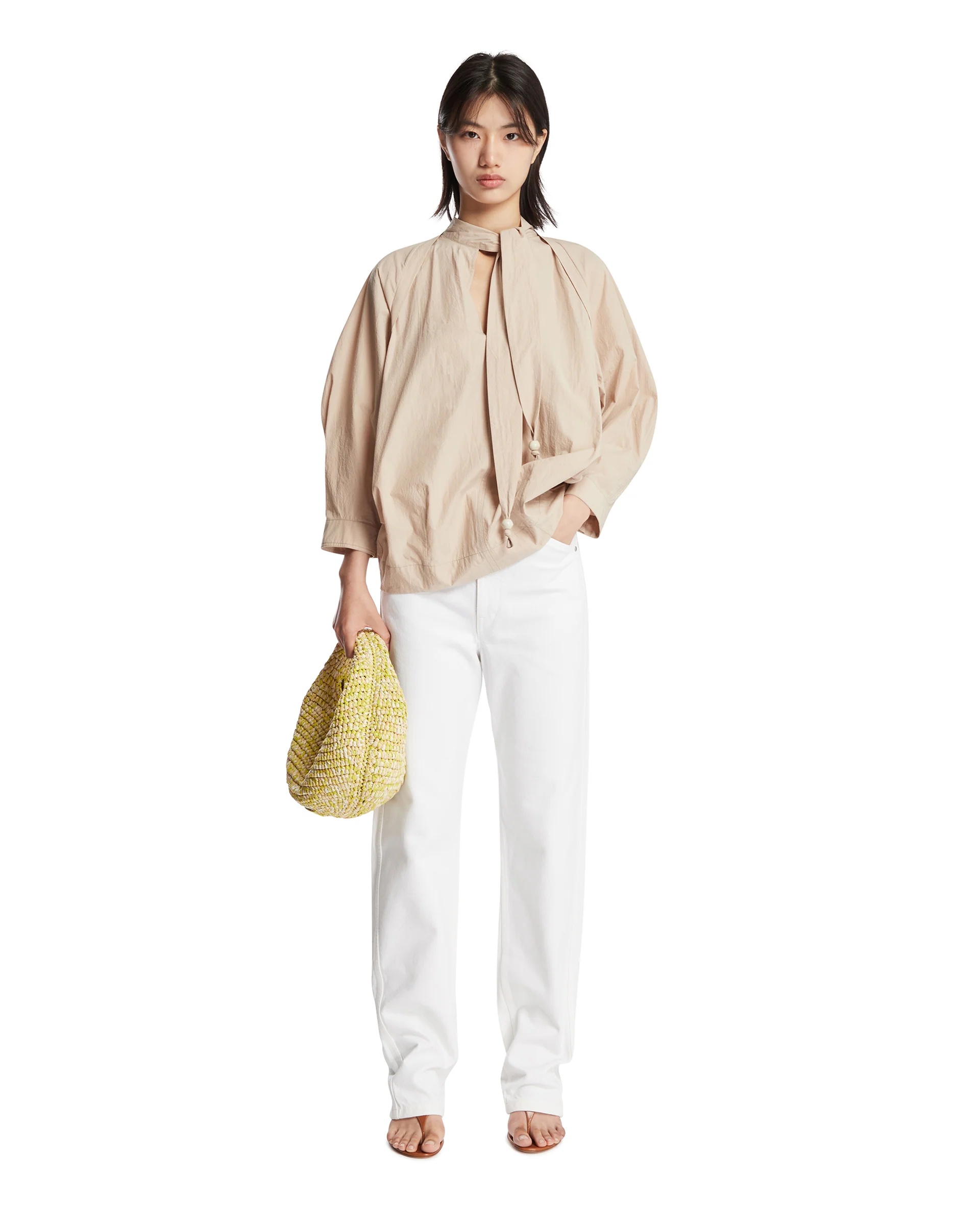 Camicia Con Foulard Beige - Image 3