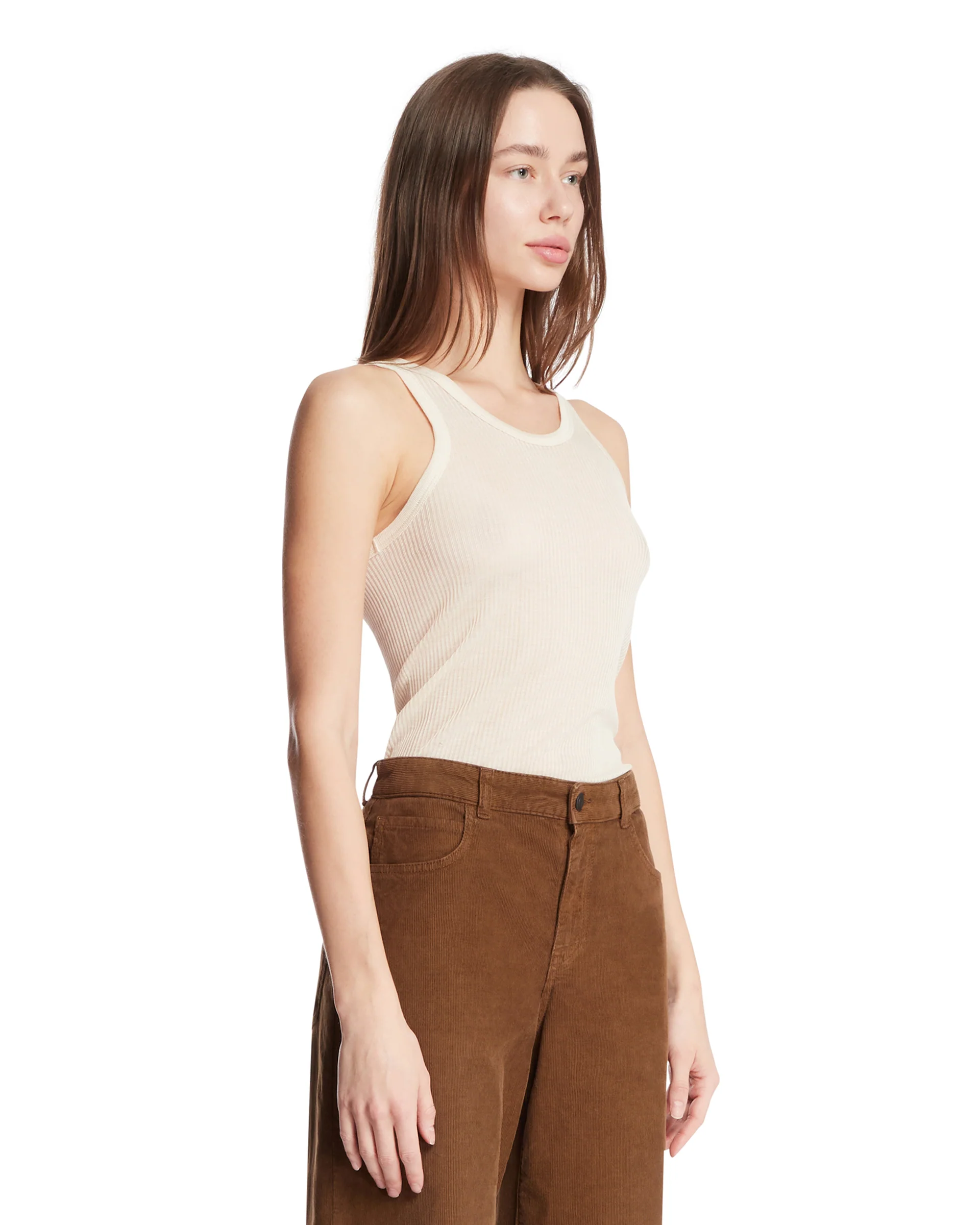 Top In Viscosa E Seta Beige - Image 2