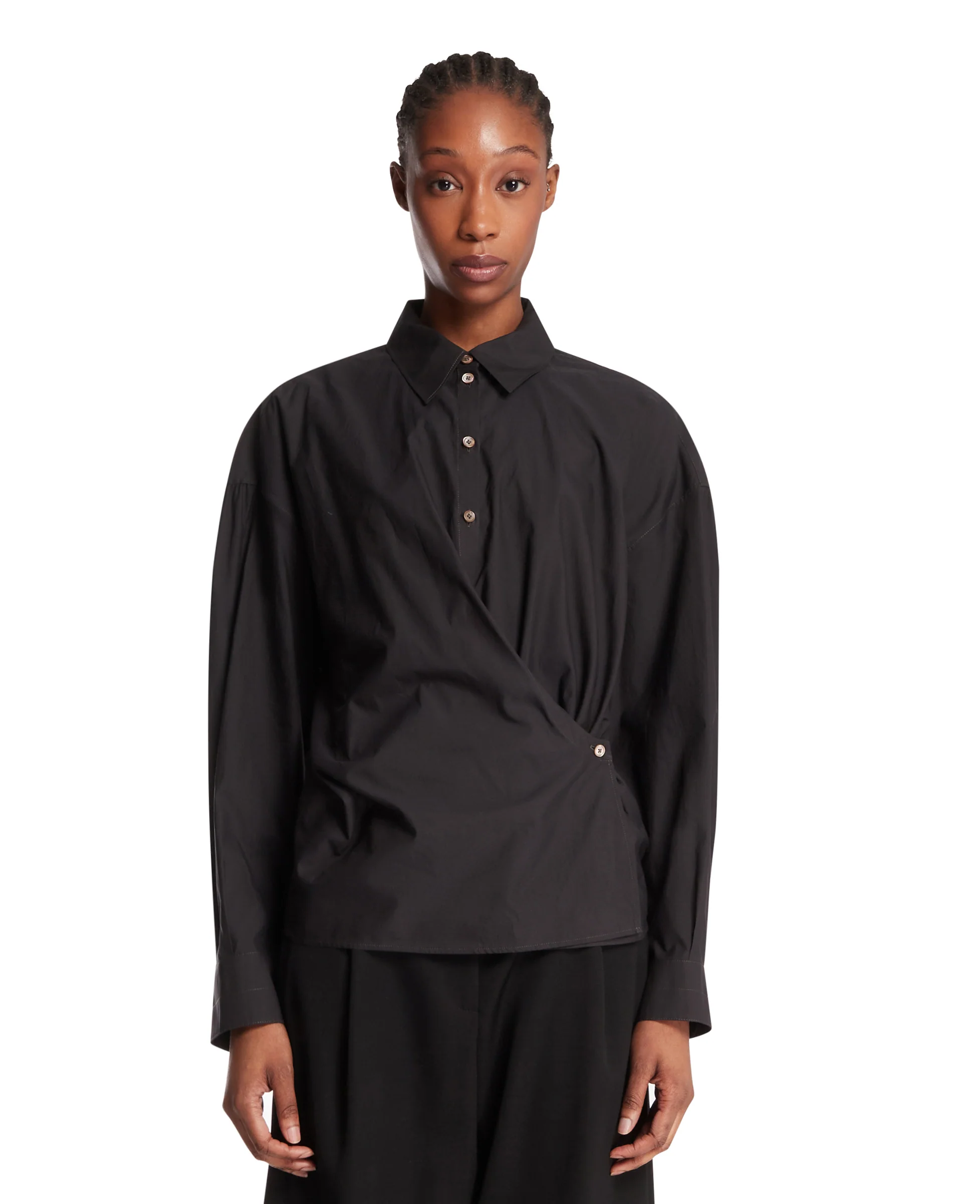 Camicia In Cotone E Seta Nera