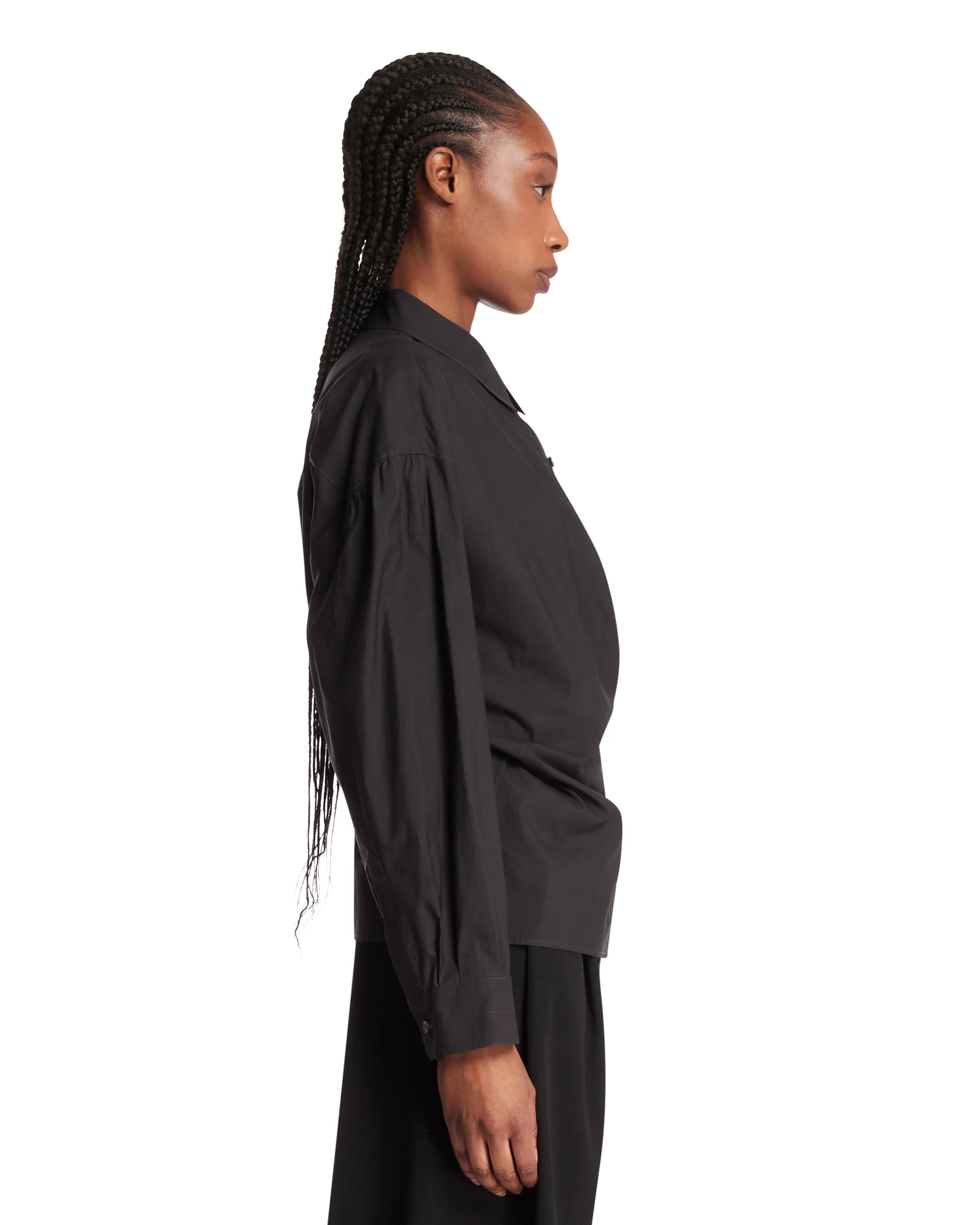 Camicia In Cotone E Seta Nera - Image 4
