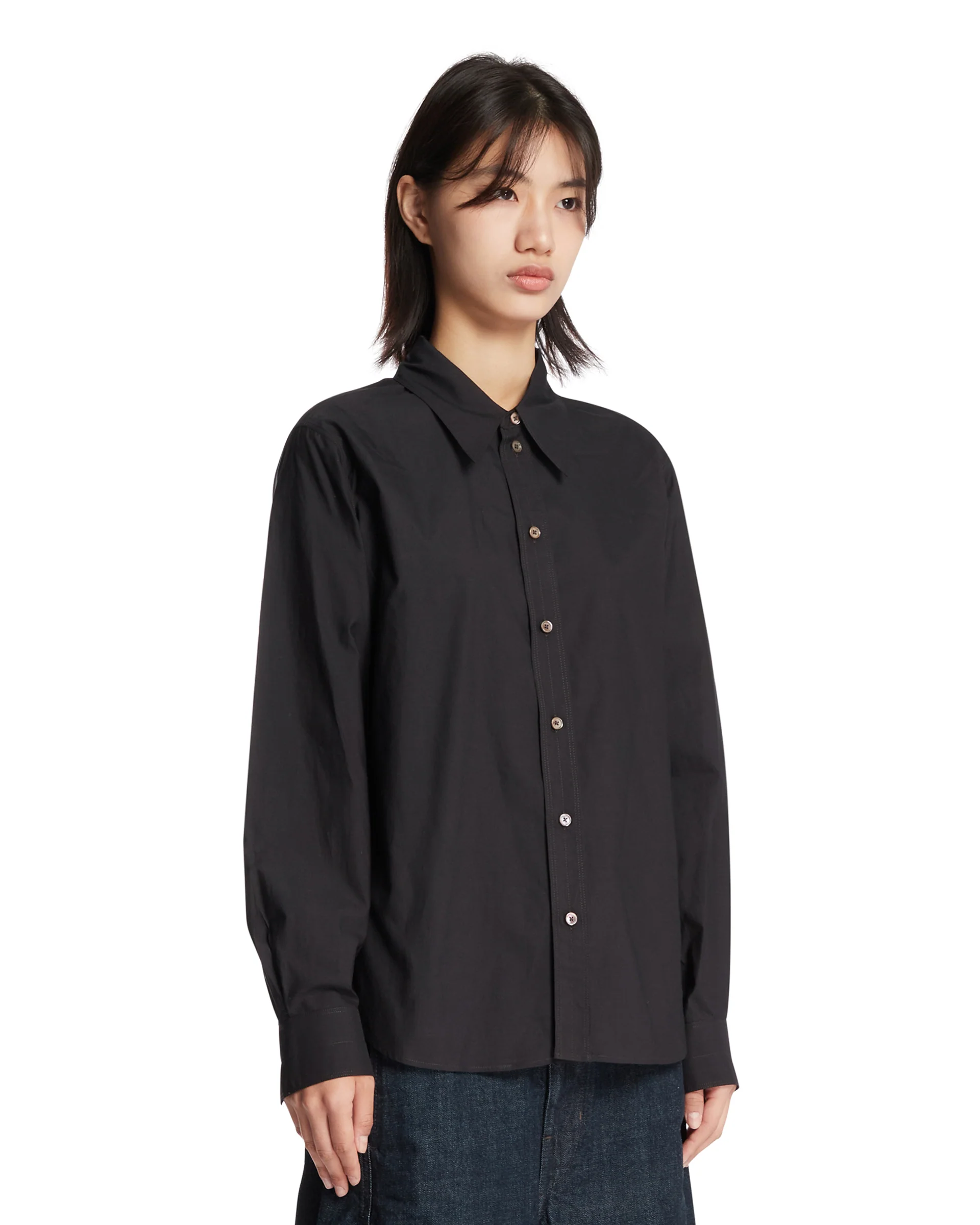 Camicia In Cotone E Seta Nera - Image 2