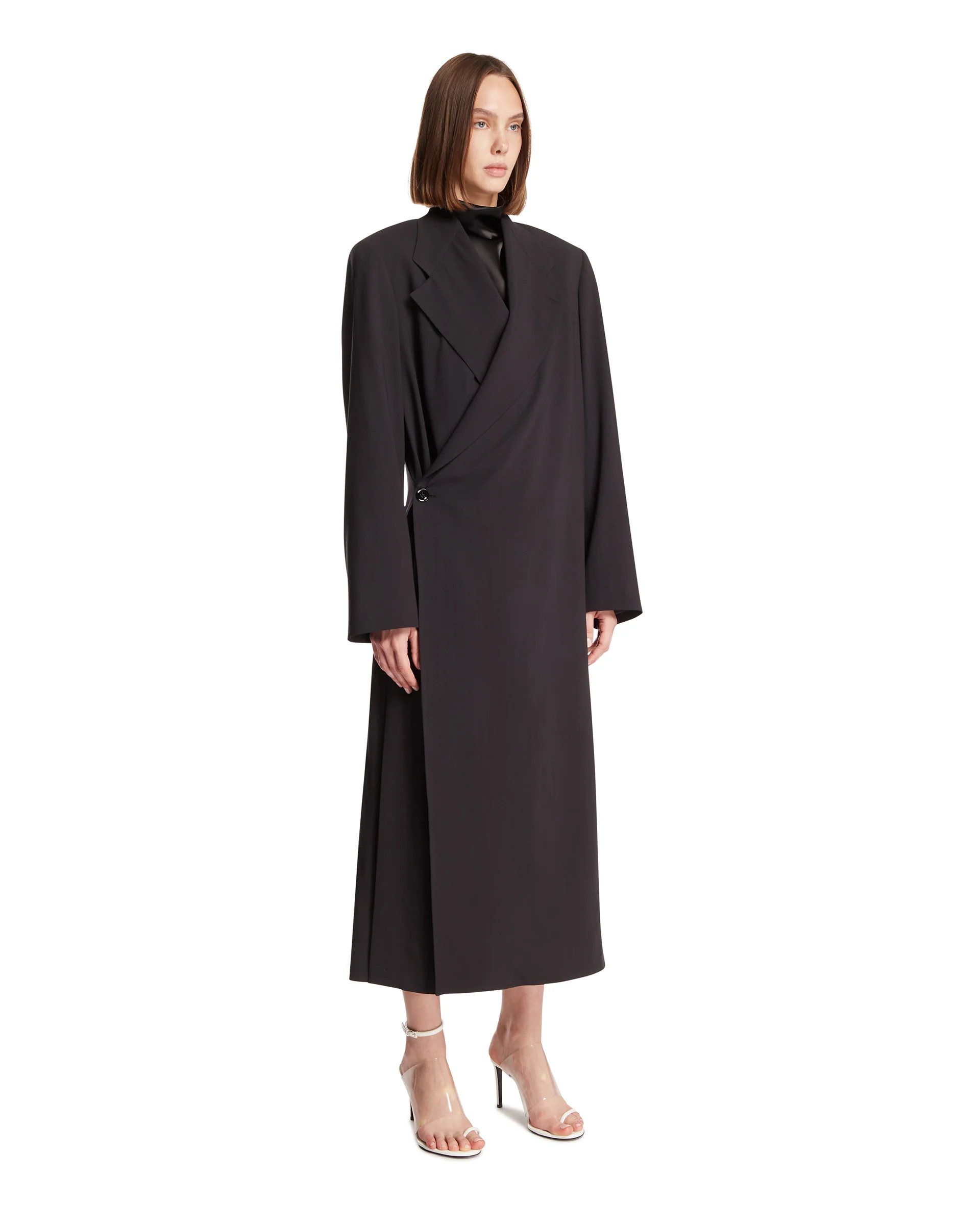 Wrap Coat Oversize In Lana Nero - Image 2
